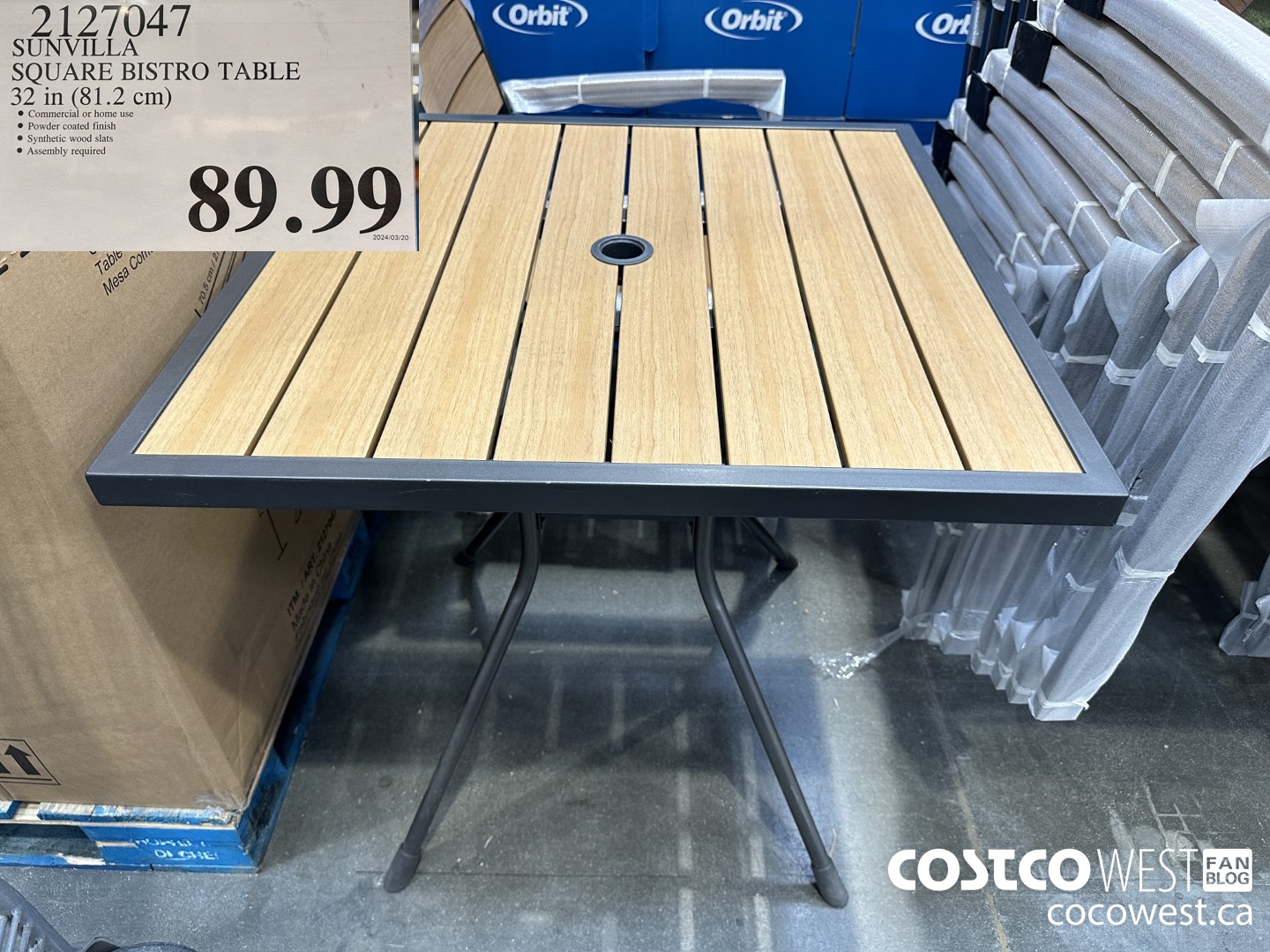 2127047 SUNVILLA SQUARE BISTRO TABLE 32 IN (81.2 CM) $89.99