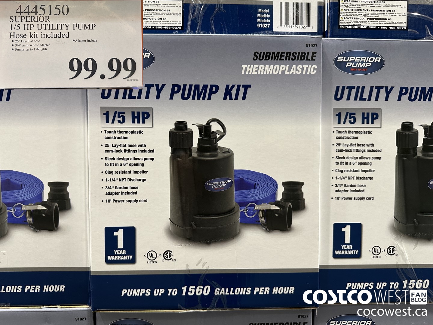 4445150 SUPERIOR 1/5 HP UTILITY PUMP HOSE KIT INCLUDED $99.99