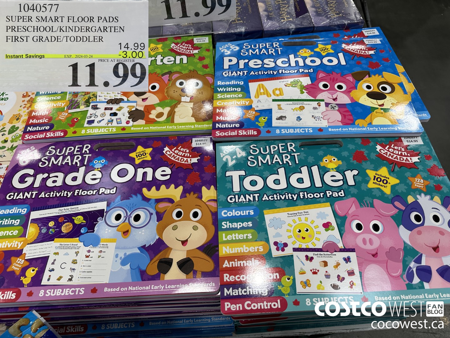 1040577 SUPER SMART FLOOR PADS PRESCHOOL/KINDERGARTEN FIRST GRADE/TODDLER ($3.00 INSTANT SAVINGS EXPIRES ON 2024-03-24) $11.99