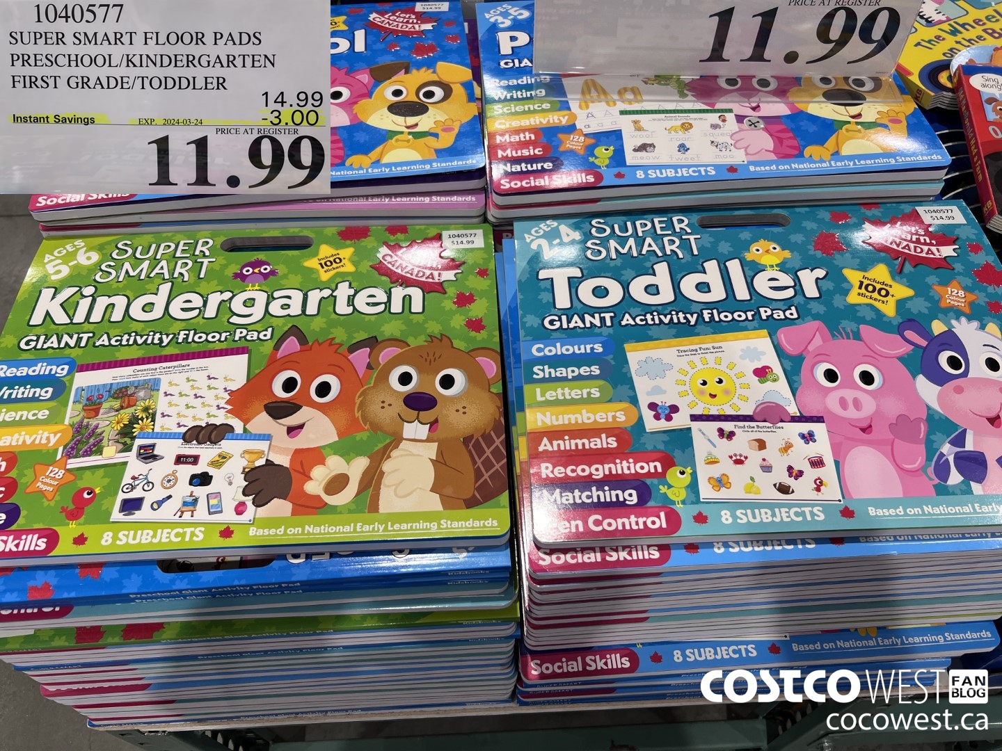 1040577 SUPER SMART FLOOR PADS PRESCHOOL/KINDERGARTEN FIRST GRADE/TODDLER ($3.00 INSTANT SAVINGS EXPIRES ON 2024-03-24) $11.99