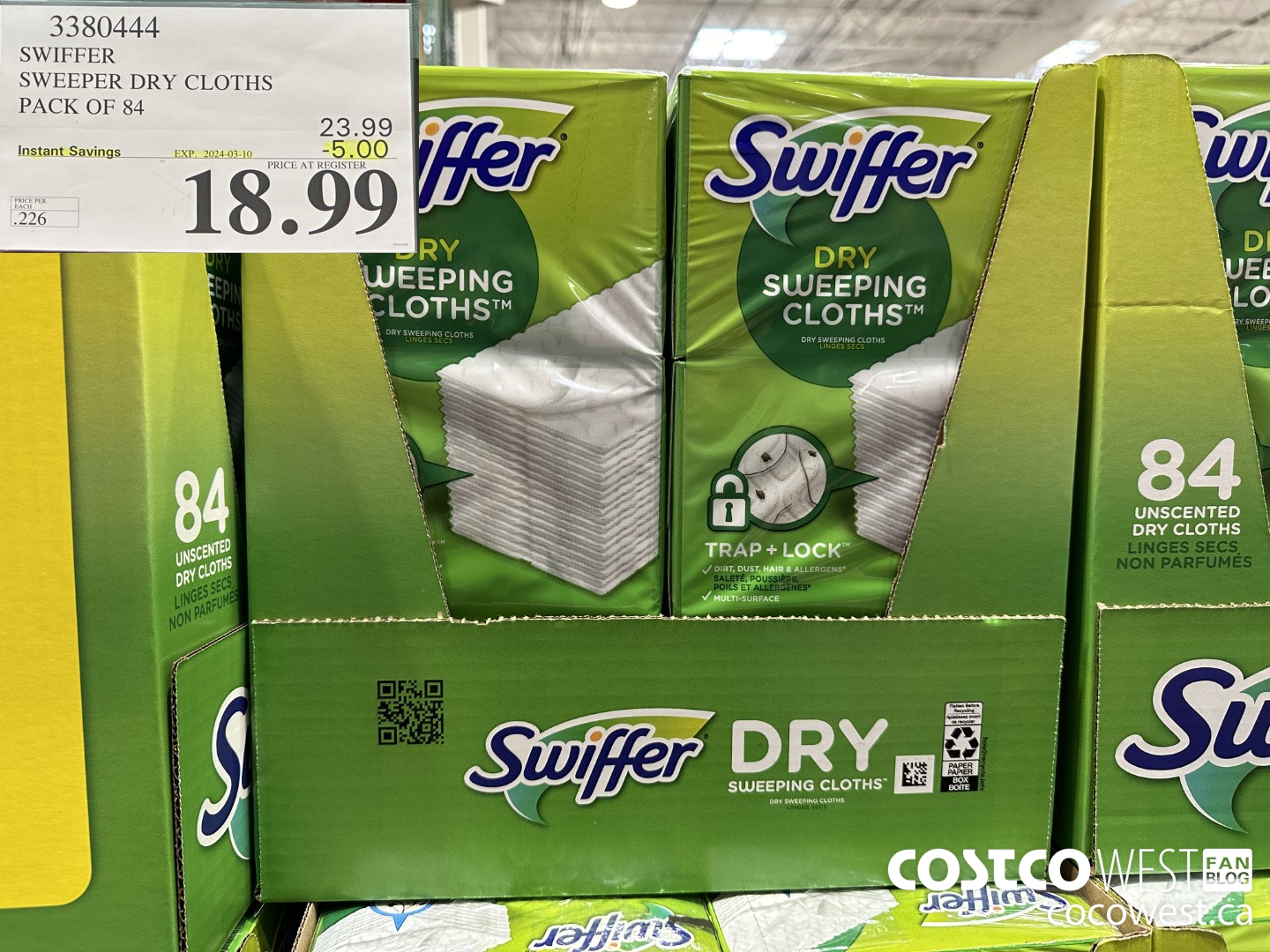 3380444 SWIFFER SWEEPER DRY CLOTHS PACK OF 84 ($5.00 INSTANT SAVINGS EXPIRES ON 2024-03-10) $18.99
