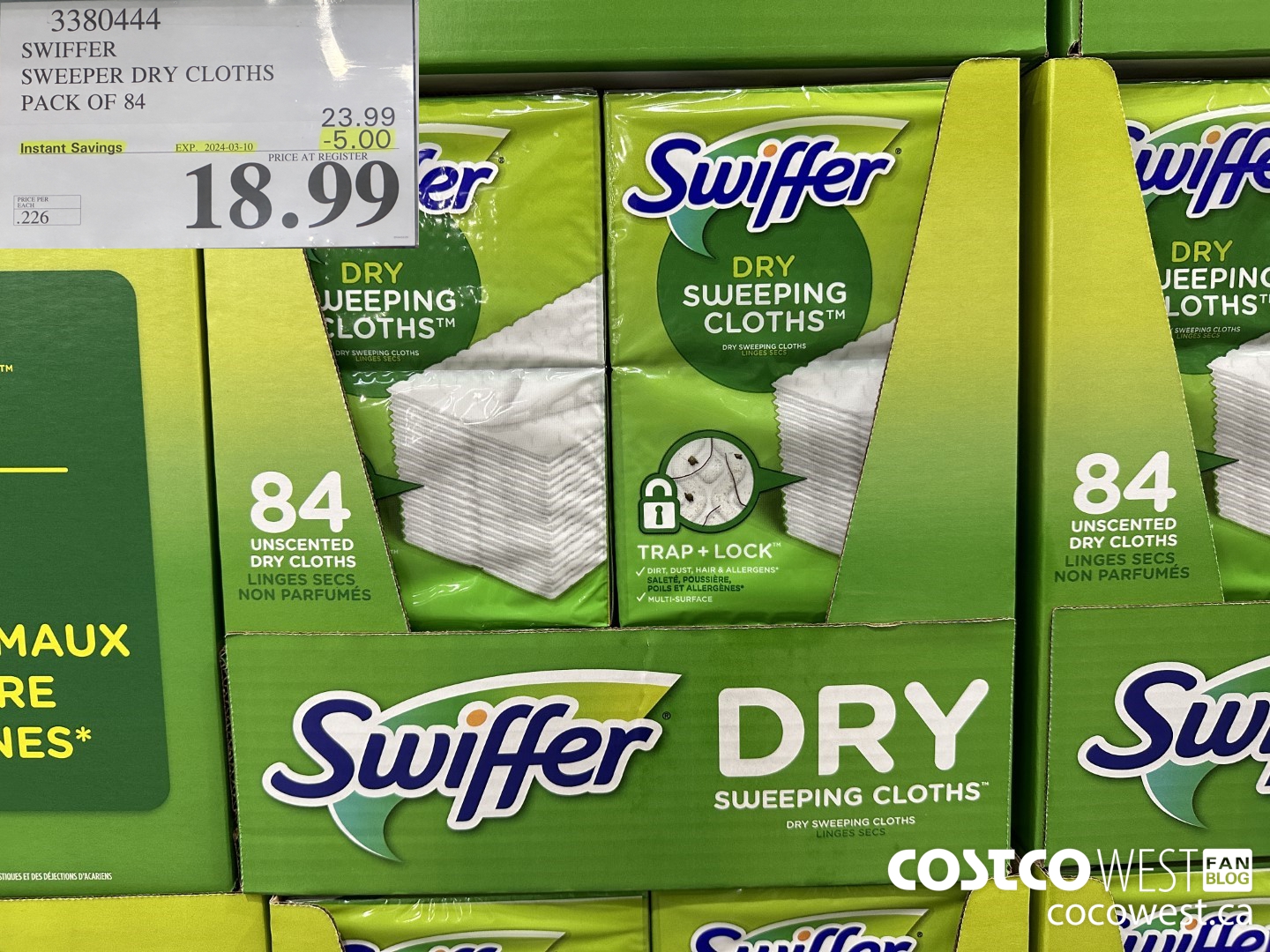 3380444 SWIFFER SWEEPER DRY CLOTHS PACK OF 84 ($5.00 INSTANT SAVINGS EXPIRES ON 2024-03-10) $18.99