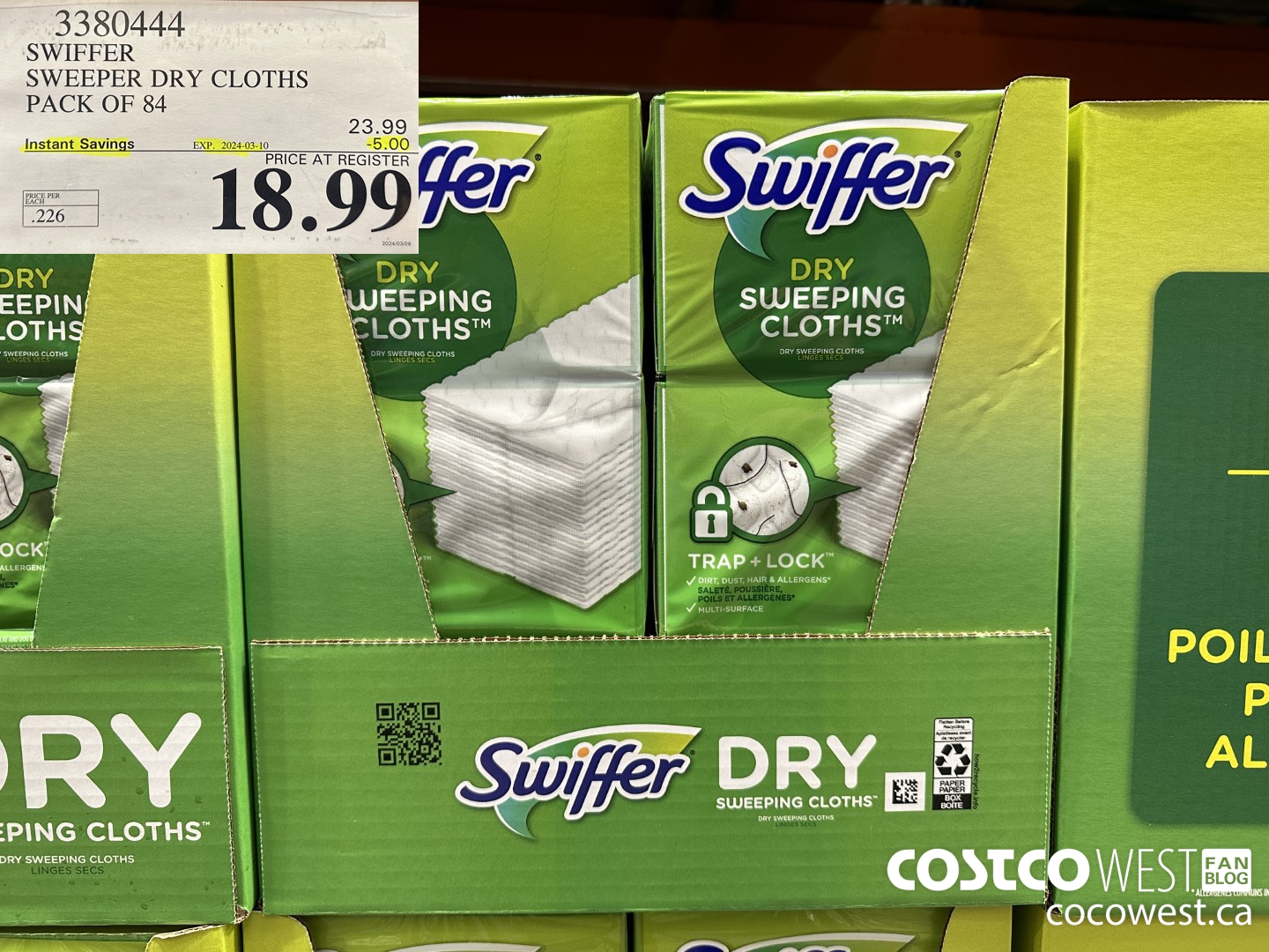 3380444 SWIFFER SWEEPER DRY CLOTHS PACK OF 84 ($5.00 INSTANT SAVINGS EXPIRES ON 2024-03-10) $18.99