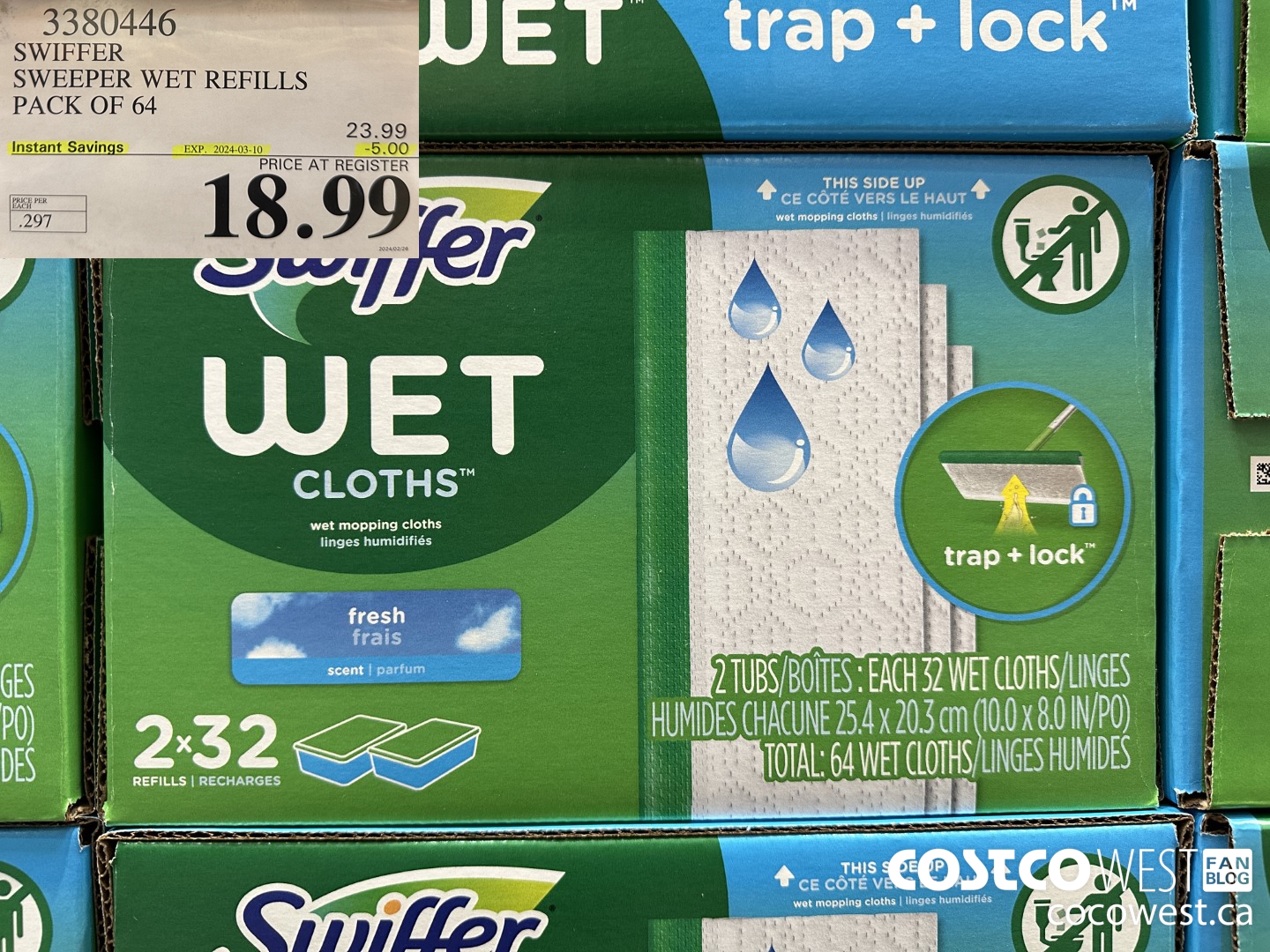 3380446 SWIFFER SWEEPER WET REFILLS PACK OF 64 ($5.00 INSTANT SAVINGS EXPIRES ON 2024-03-10) $18.99