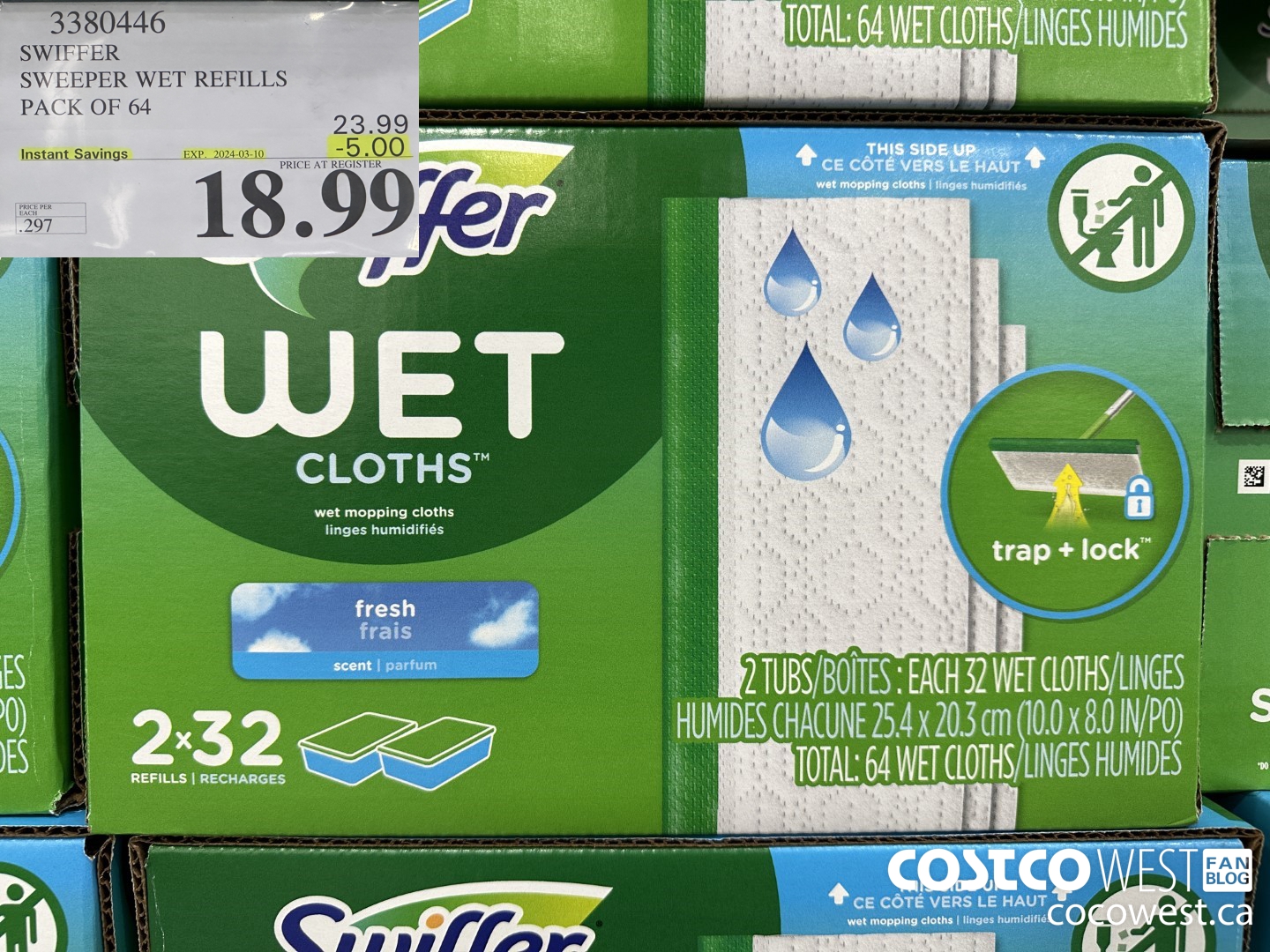 3380446 SWIFFER SWEEPER WET REFILLS PACK OF 64 ($5.00 INSTANT SAVINGS EXPIRES ON 2024-03-10) $18.99