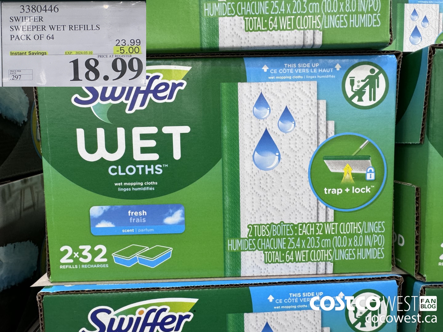 3380446 SWIFFER SWEEPER WET REFILLS PACK OF 64 ($5.00 INSTANT SAVINGS EXPIRES ON 2024-03-10) $18.99