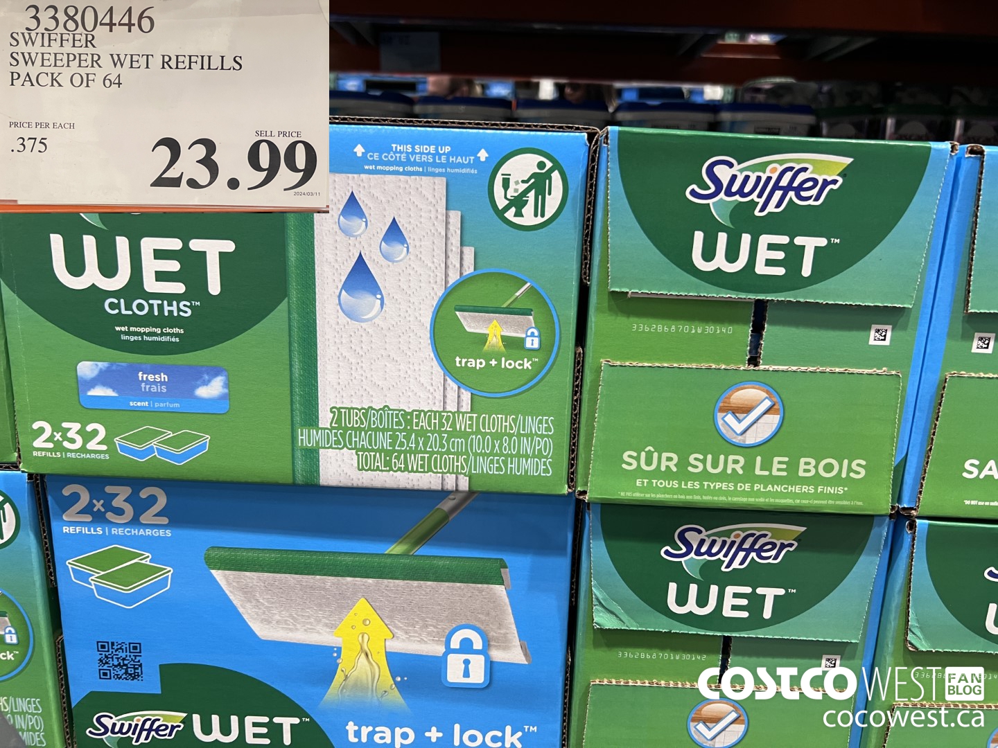 3380446 SWIFFER SWEEPER WET REFILLS PACK OF 64 $23.99