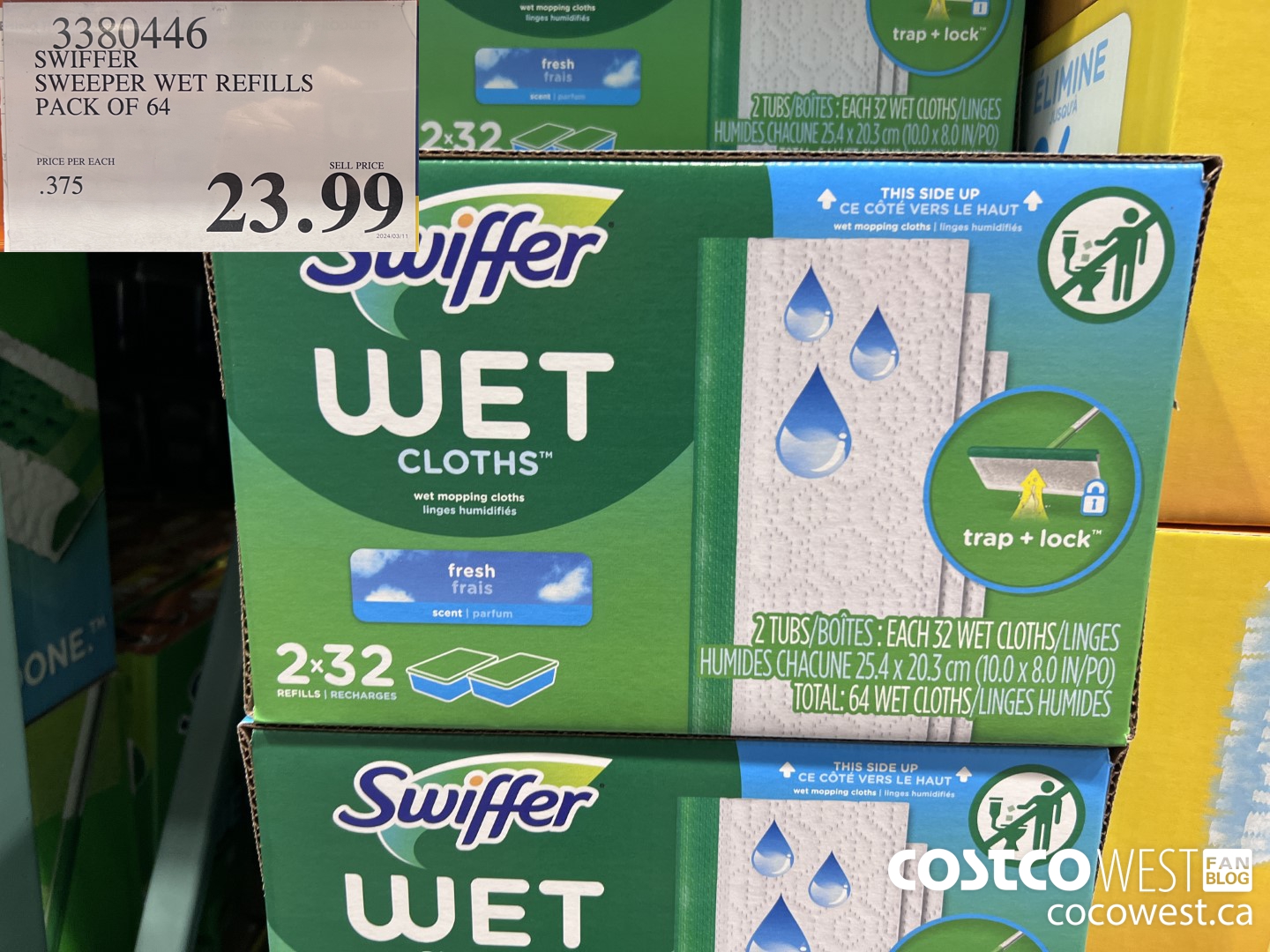 3380446 SWIFFER SWEEPER WET REFILLS PACK OF 64 $23.99