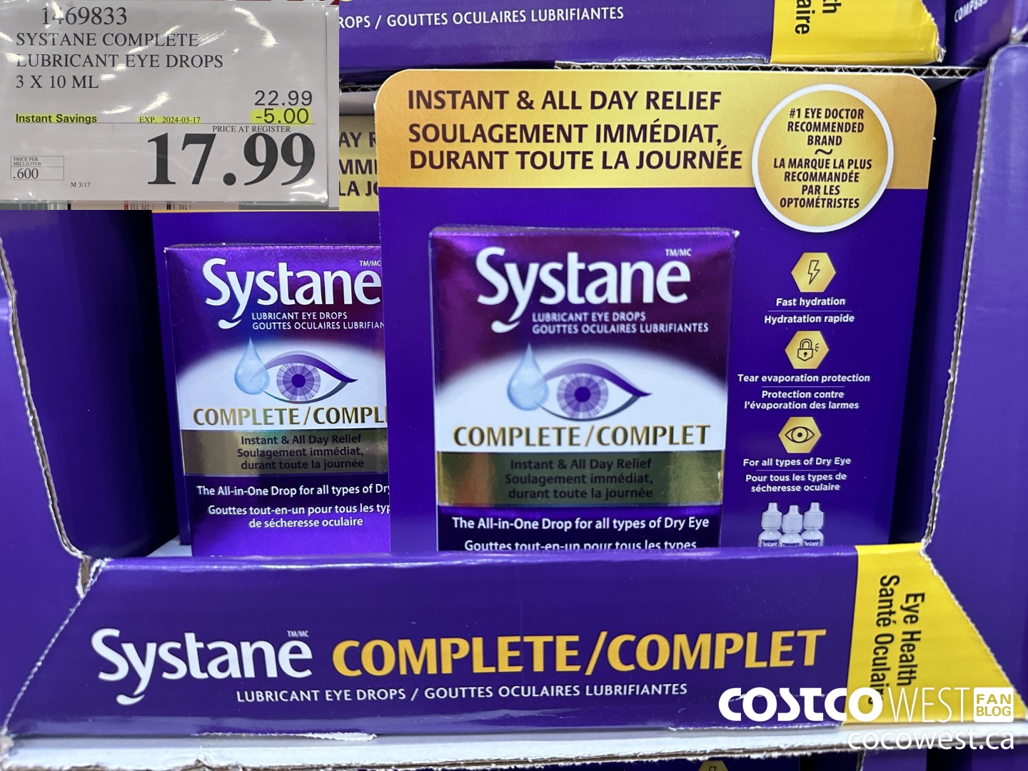 1469833 SYSTANE COMPLETE LUBRICANT EYE DROPS 3 X 10 ML ($5.00 INSTANT SAVINGS EXPIRES ON 2024-03-17) $17.99