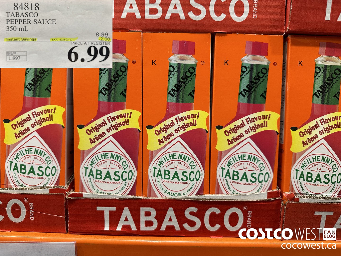 84818 TABASCO PEPPER SAUCE 350 ML ($2.00 INSTANT SAVINGS EXPIRES ON 2024-03-10) $6.99