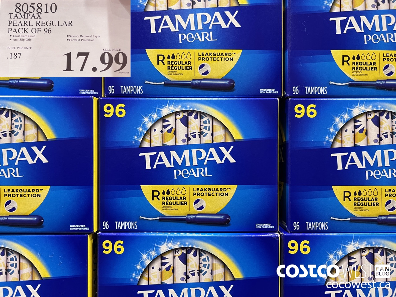 805810 TAMPAX PEARL REGULAR PACK OF 96 $17.99