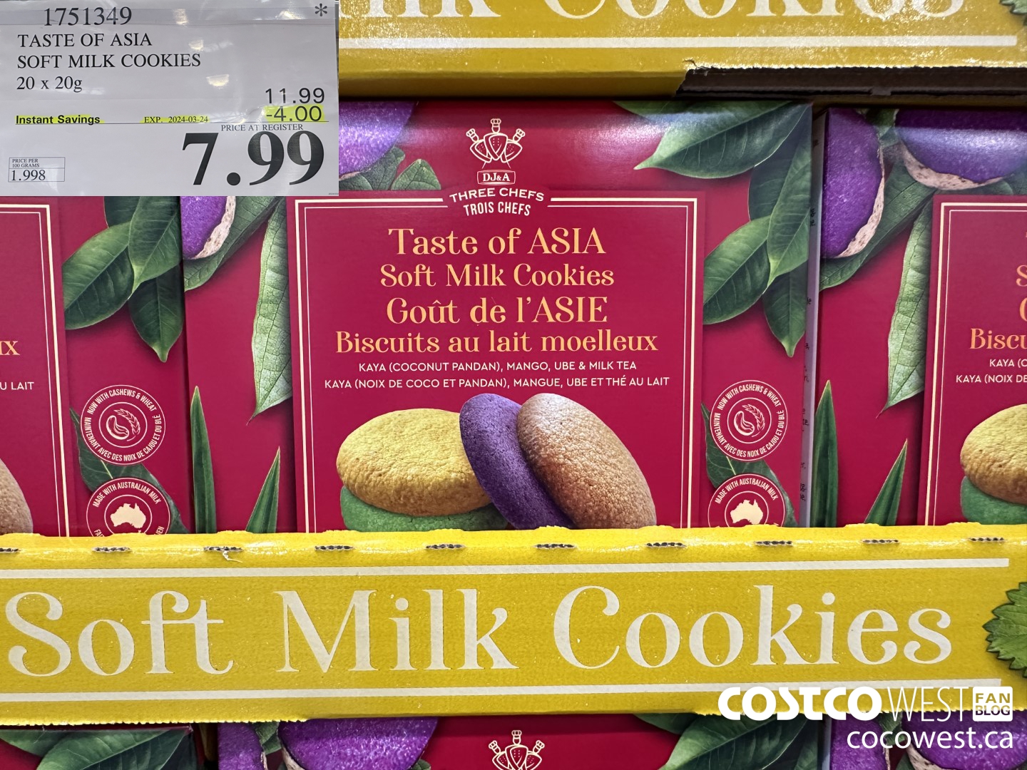 1751349 TASTE OF ASIA SOFT MILK COOKIES 20 X 20G ($4.00 INSTANT SAVINGS EXPIRES ON 2024-03-24) $7.99