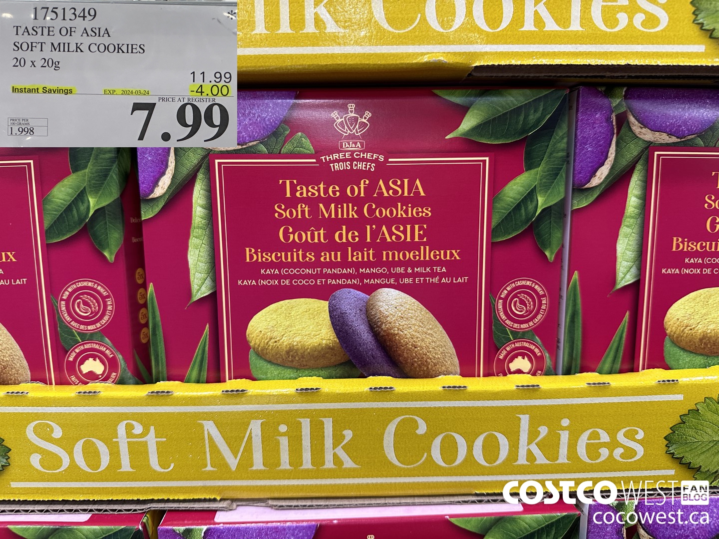 1751349 TASTE OF ASIA SOFT MILK COOKIES 20 X 20G ($4.00 INSTANT SAVINGS EXPIRES ON 2024-03-24) $7.99