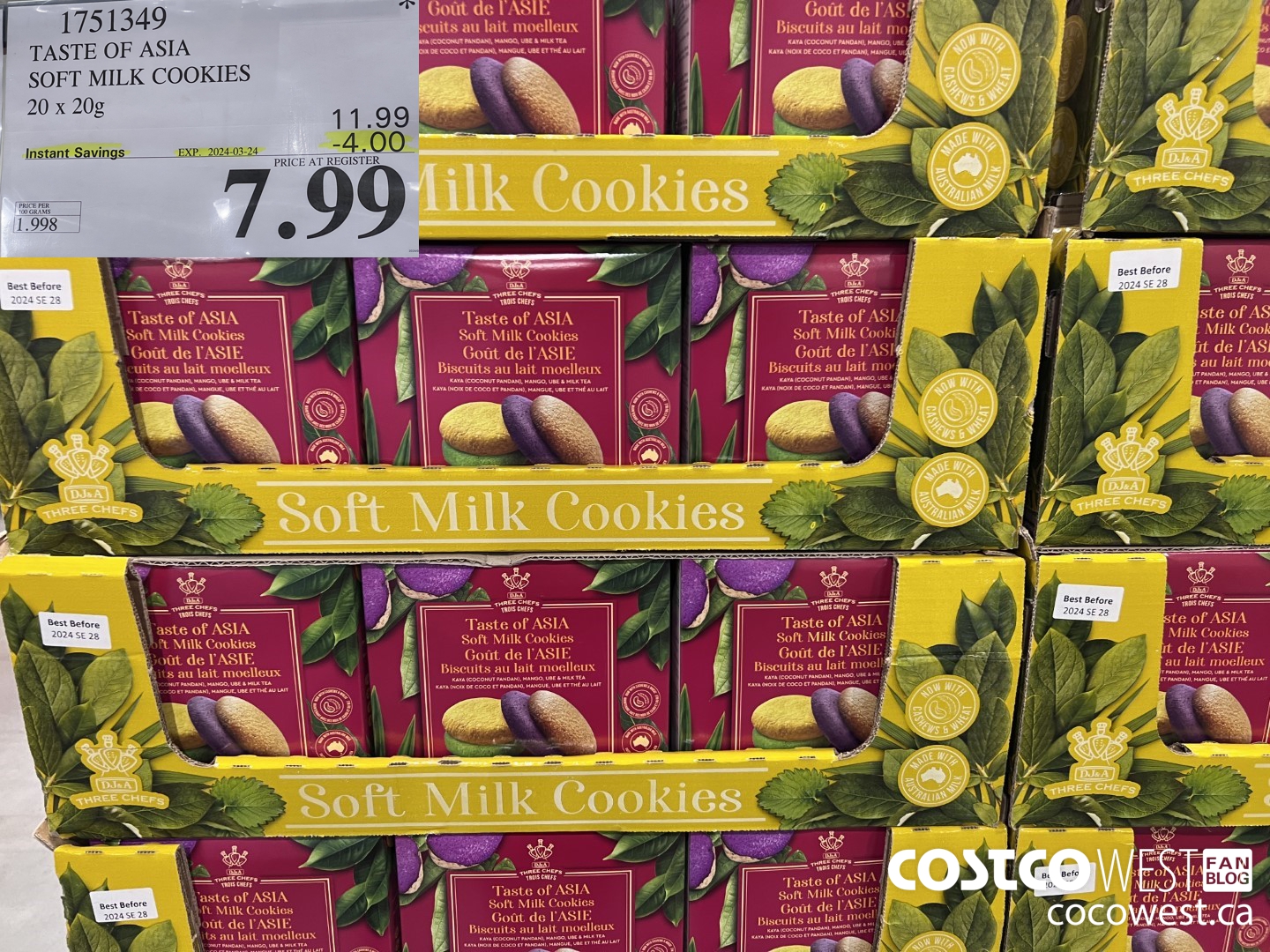 1751349 TASTE OF ASIA SOFT MILK COOKIES 20 X 20G ($4.00 INSTANT SAVINGS EXPIRES ON 2024-03-24) $7.99
