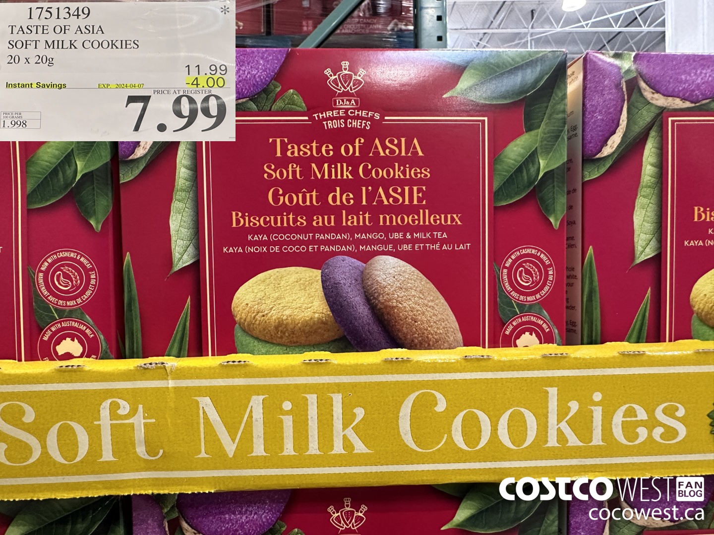 1751349 TASTE OF ASIA SOFT MILK COOKIES 20 X 20G ($4.00 INSTANT SAVINGS EXPIRES ON 2024-04-07) $7.99