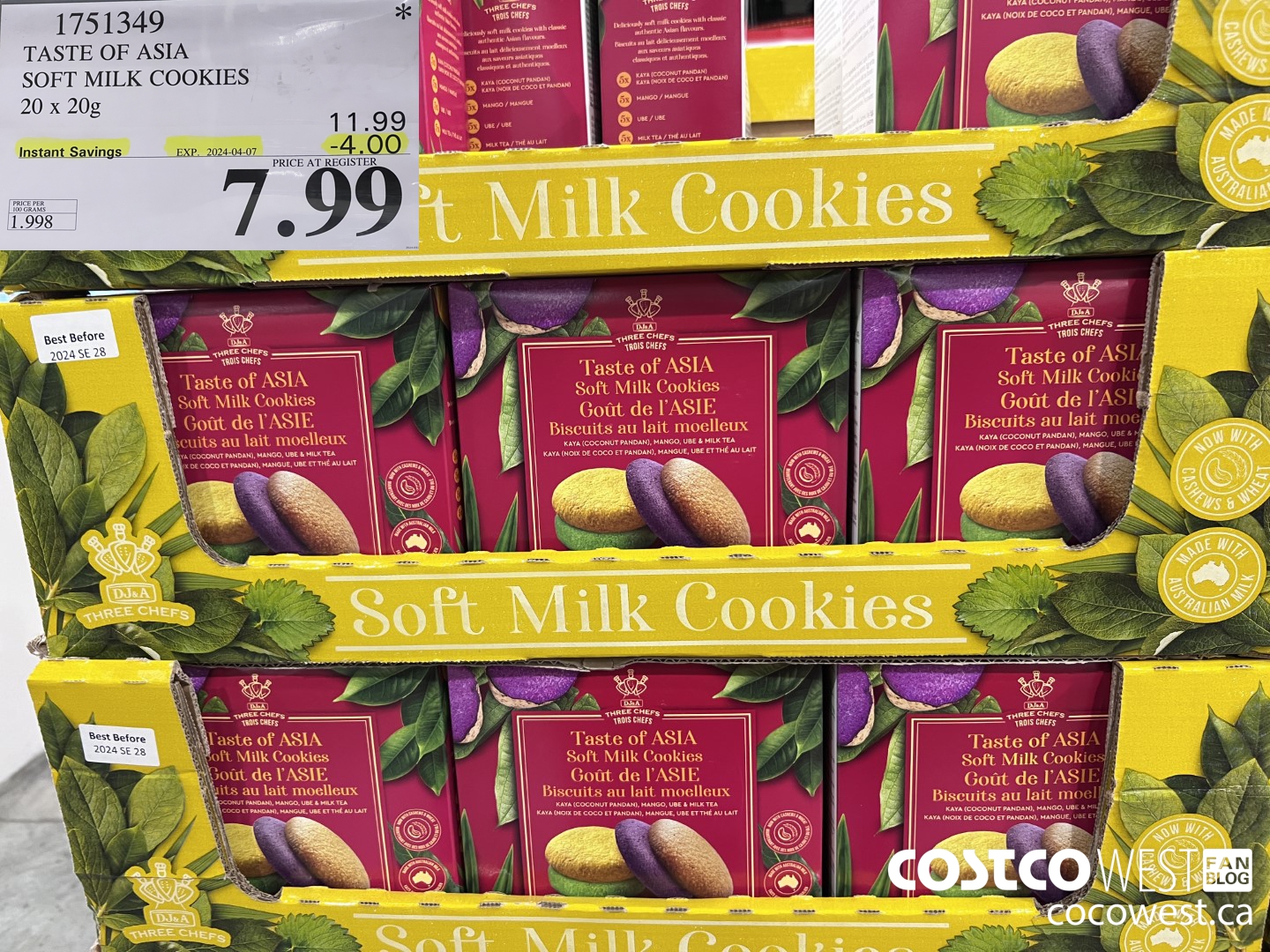 1751349 TASTE OF ASIA SOFT MILK COOKIES 20 X 20G ($4.00 INSTANT SAVINGS EXPIRES ON 2024-04-07) $7.99