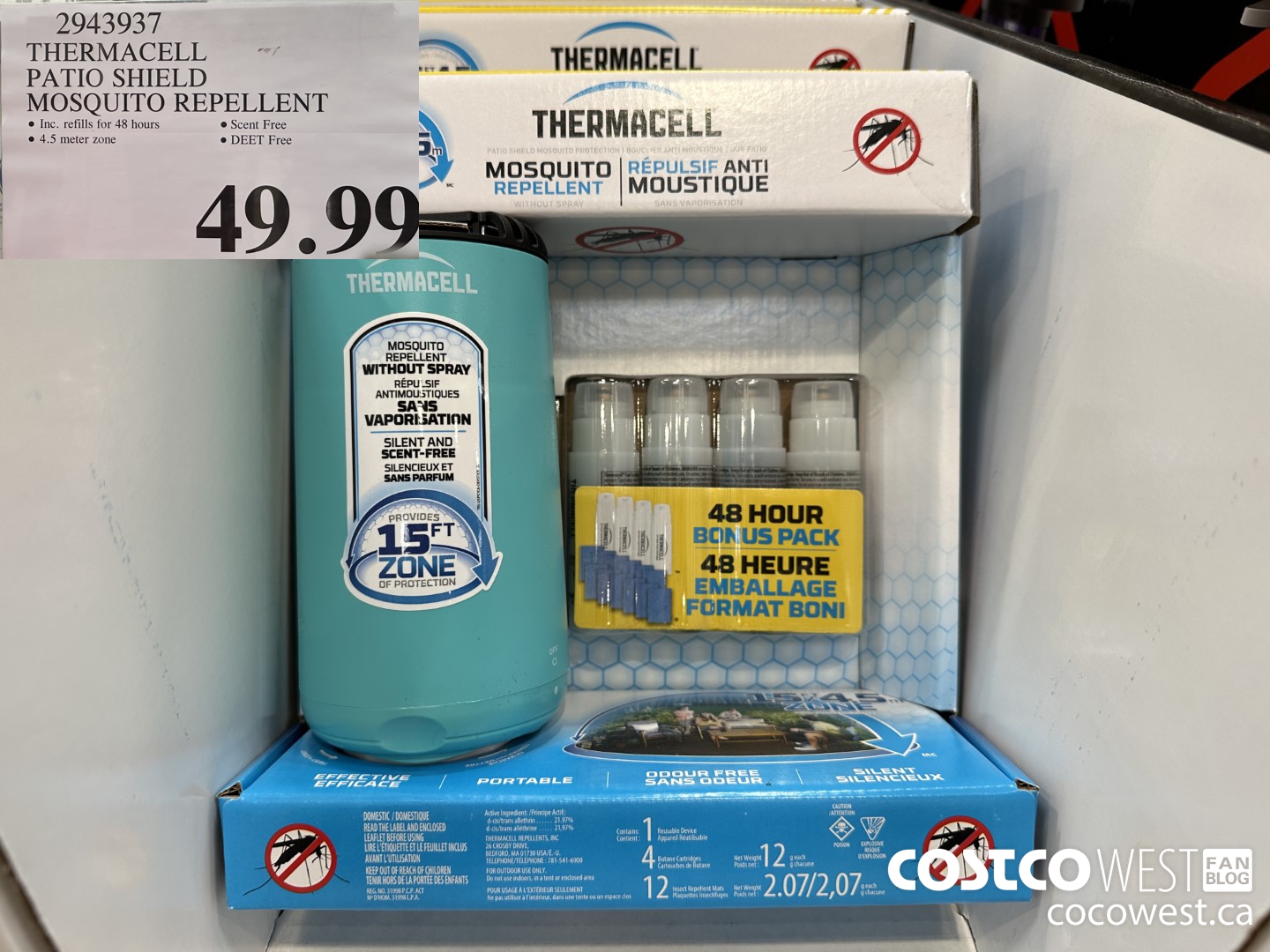 2943937 THERMACELL PATIO SHIELD MOSQUITO REPELLENT $49.99
