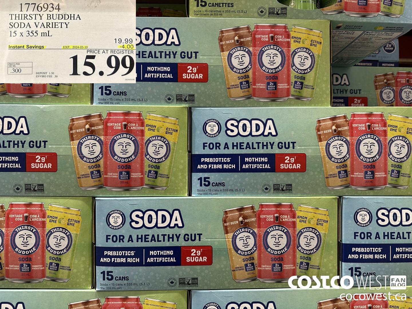 1776934 THIRSTY BUDDHA SODA VARIETY 15 X 355 ML ($4.00 INSTANT SAVINGS EXPIRES ON 2024-03-10) $15.99