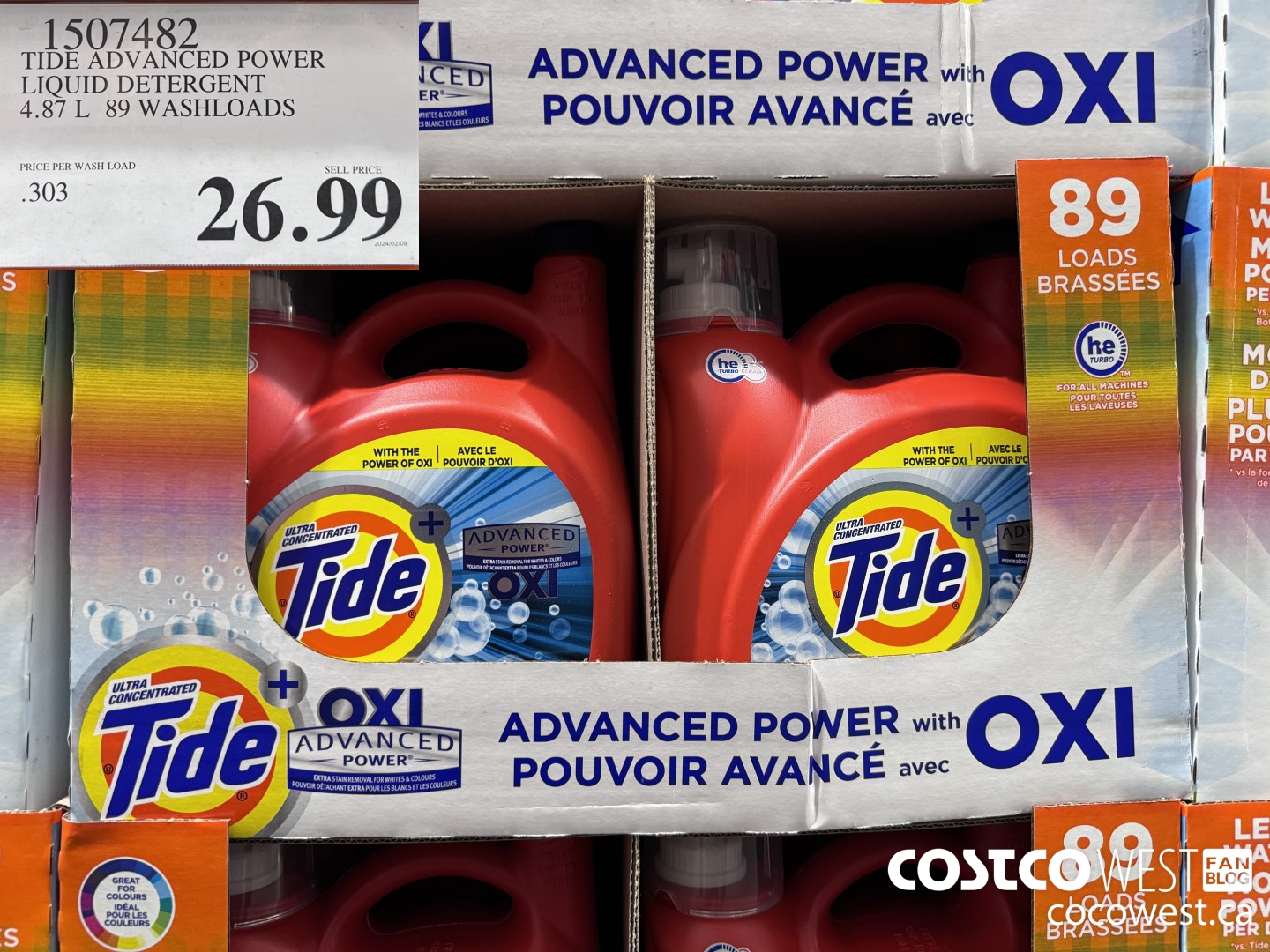 1507482 TIDE ADVANCED POWER LIQUID DETERGENT 4.87 L 89 WASHLOADS $26.99