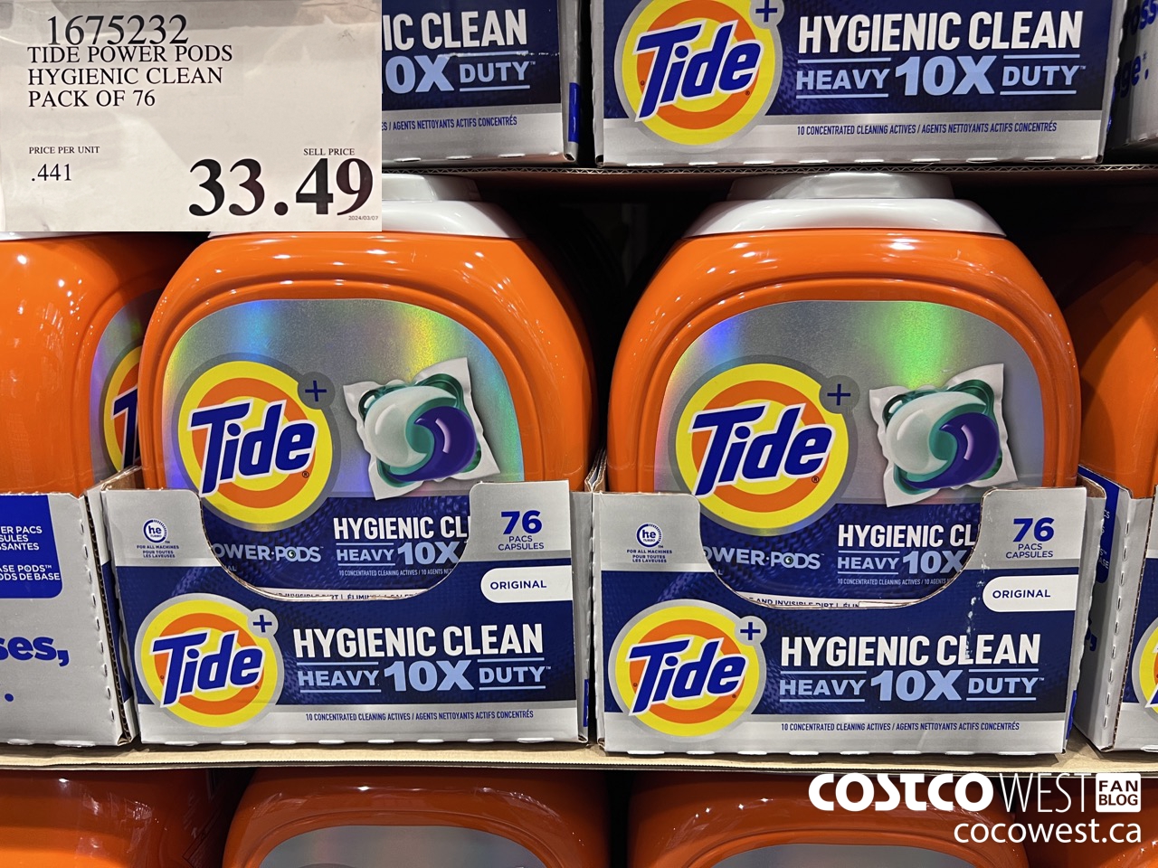 1675232 TIDE POWER PODS HYGIENIC CLEAN PACK OF 76 $33.49