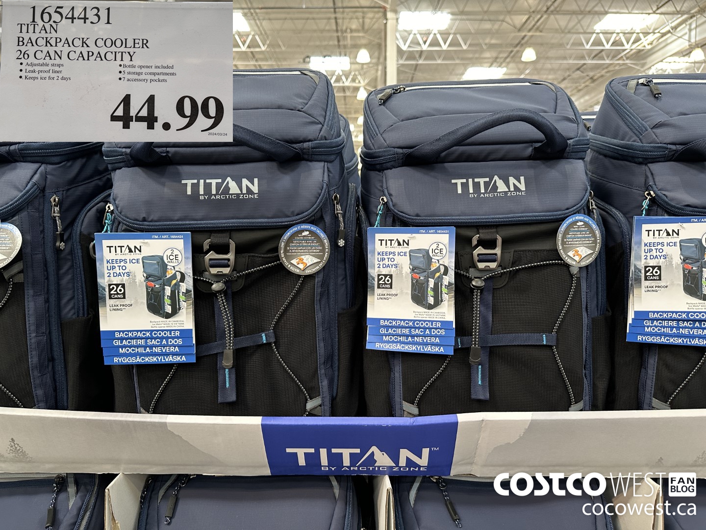 1654431 TITAN BACKPACK COOLER 26 CAN CAPACITY  $44.99