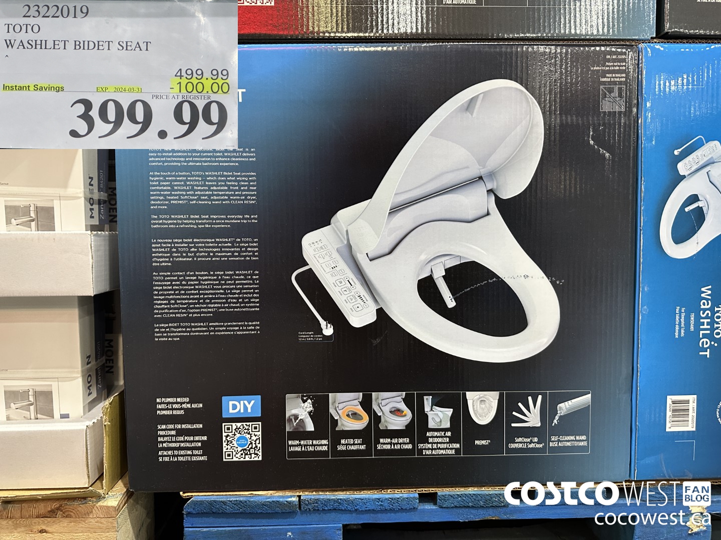 2322019 TOTO WASHLET BIDET SEAT ($100.00 INSTANT SAVINGS EXPIRES ON 2024-03-31) $399.99
