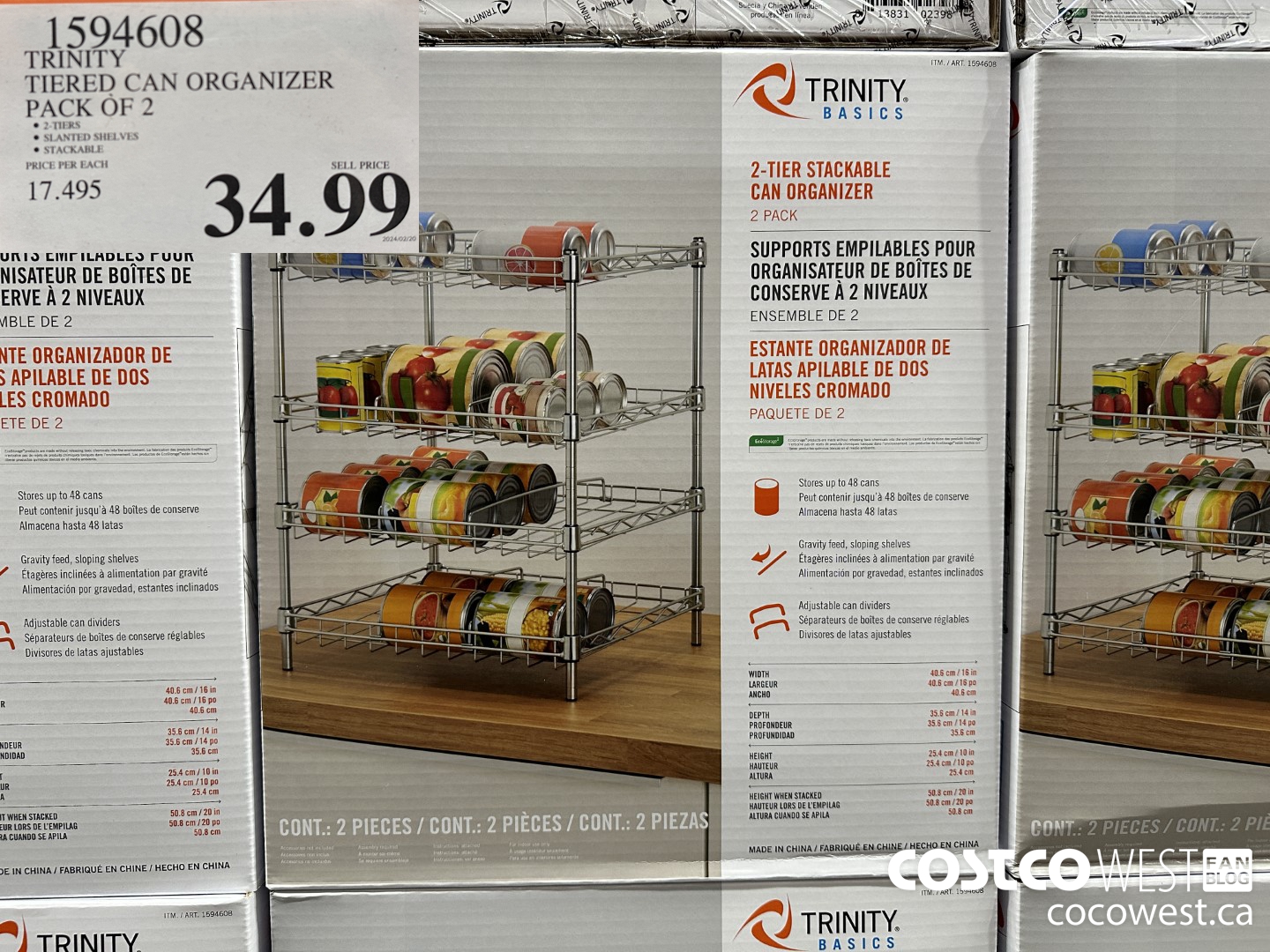 1594608 TRINITY TIERED CAN ORGANIZER PACK OF 2 $34.99