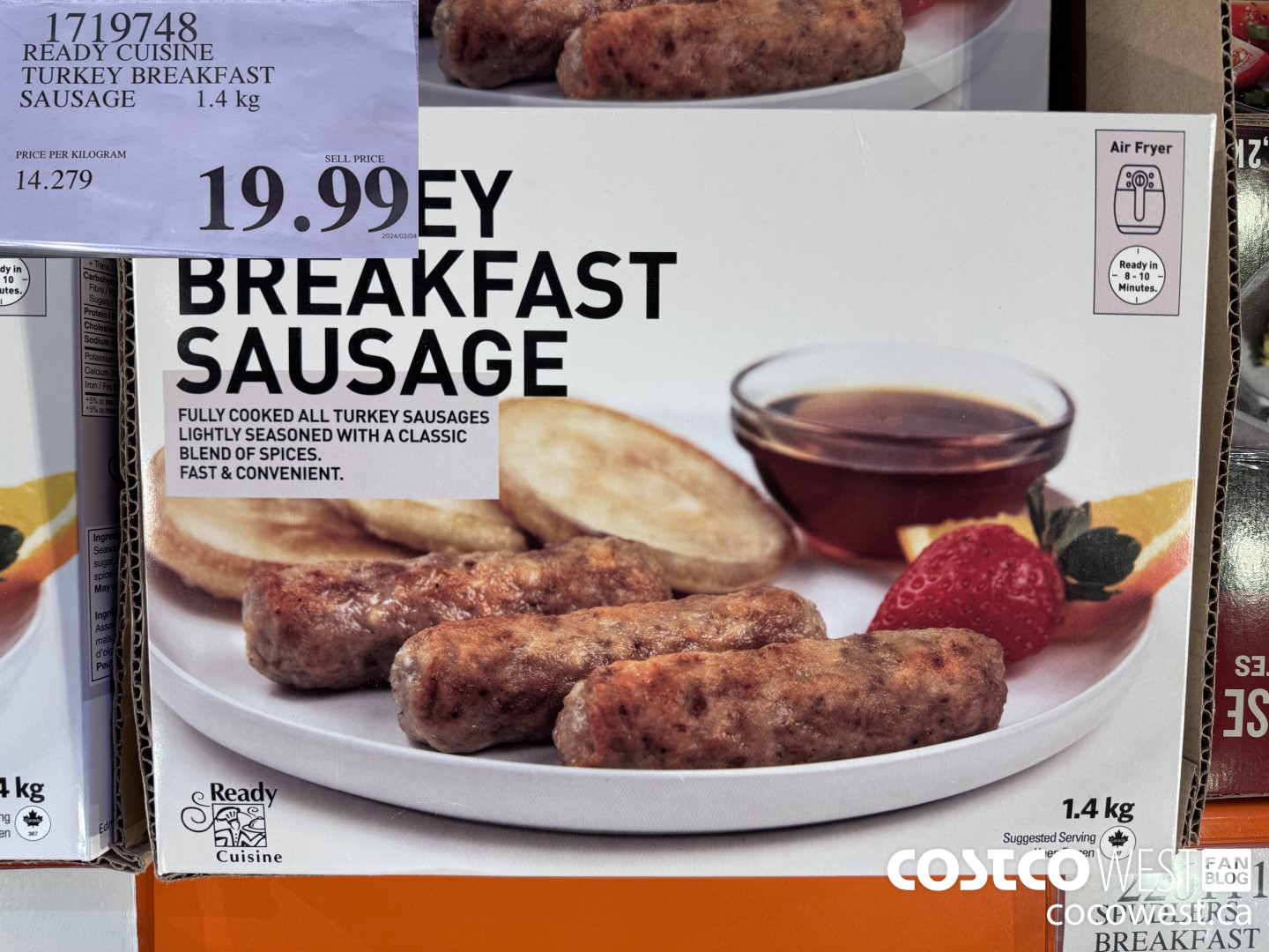 1719748 TURKEY BREAKFAST SAUSAGE 1.4 kg $19.99