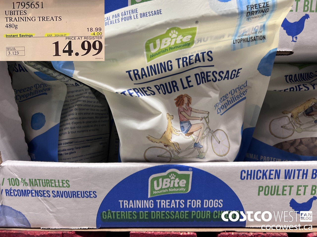 1795651 UBITES TRAINING TREATS 480G ($4.00 INSTANT SAVINGS EXPIRES ON 2024-04-07) $14.99