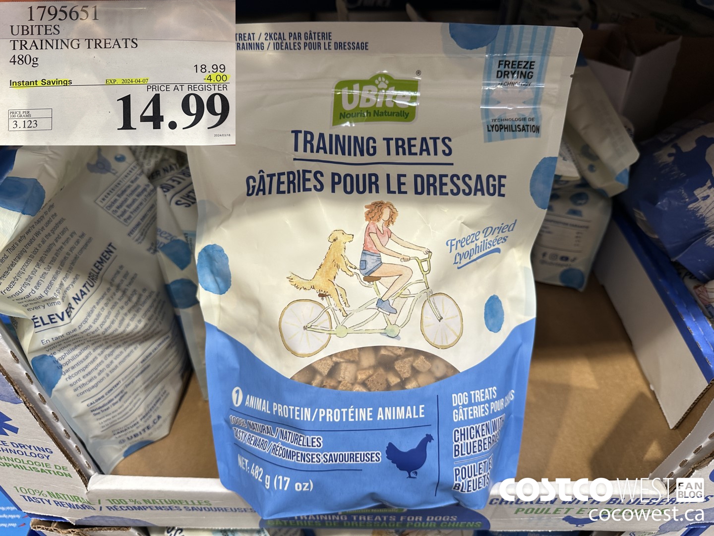 1795651 UBITES TRAINING TREATS 480G ($4.00 INSTANT SAVINGS EXPIRES ON 2024-04-07) $14.99