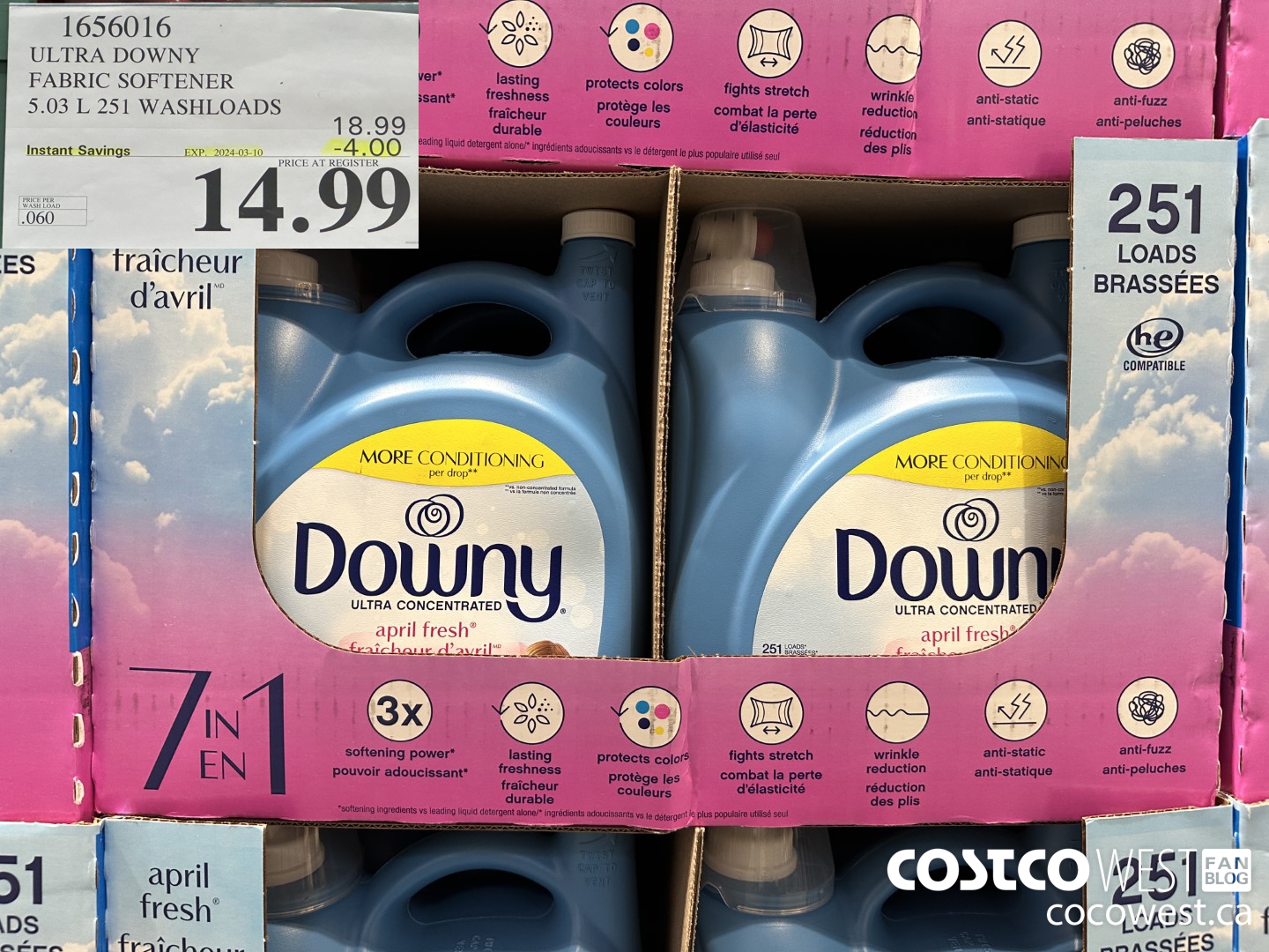 1656016 ULTRA DOWNY FABRIC SOFTENER 5.03 L 251 WASHLOADS ($4.00 INSTANT SAVINGS EXPIRES ON 2024-03-10) $14.99