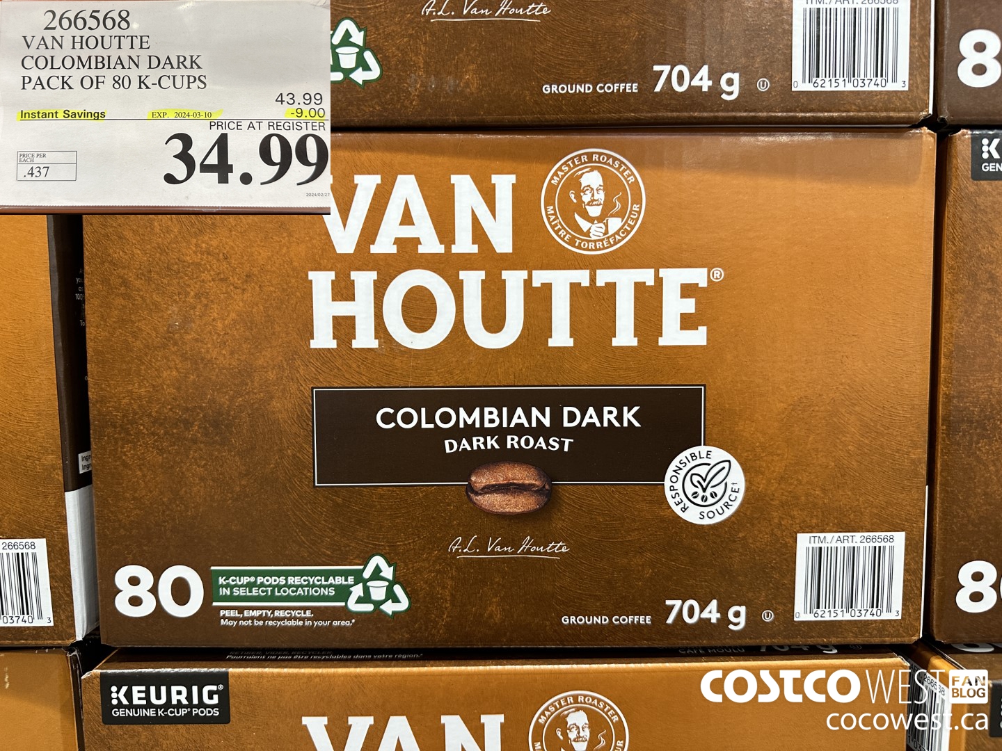 266568 VAN HOUTTE COLOMBIAN DARK K-CUPS 80 COUNT ($9.00 INSTANT SAVINGS EXPIRES ON 2024-03-10) $34.99