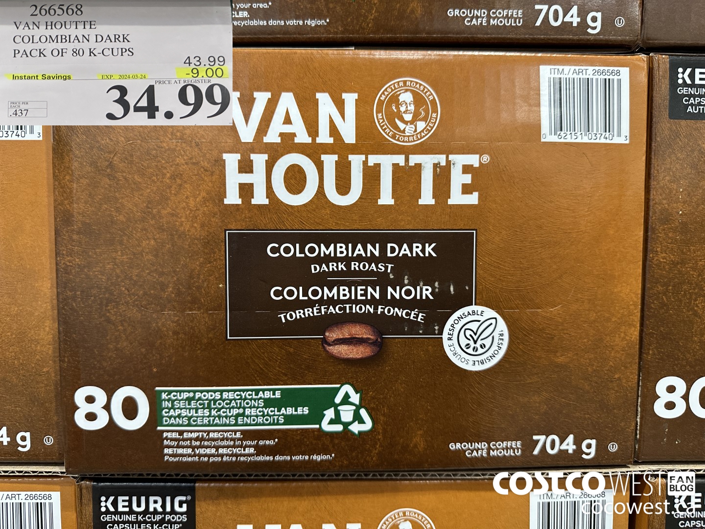 266568 VAN HOUTTE COLOMBIAN DARK PACK OF 80 K-CUPS ($9.00 INSTANT SAVINGS EXPIRES ON 2024-03-24) $34.99