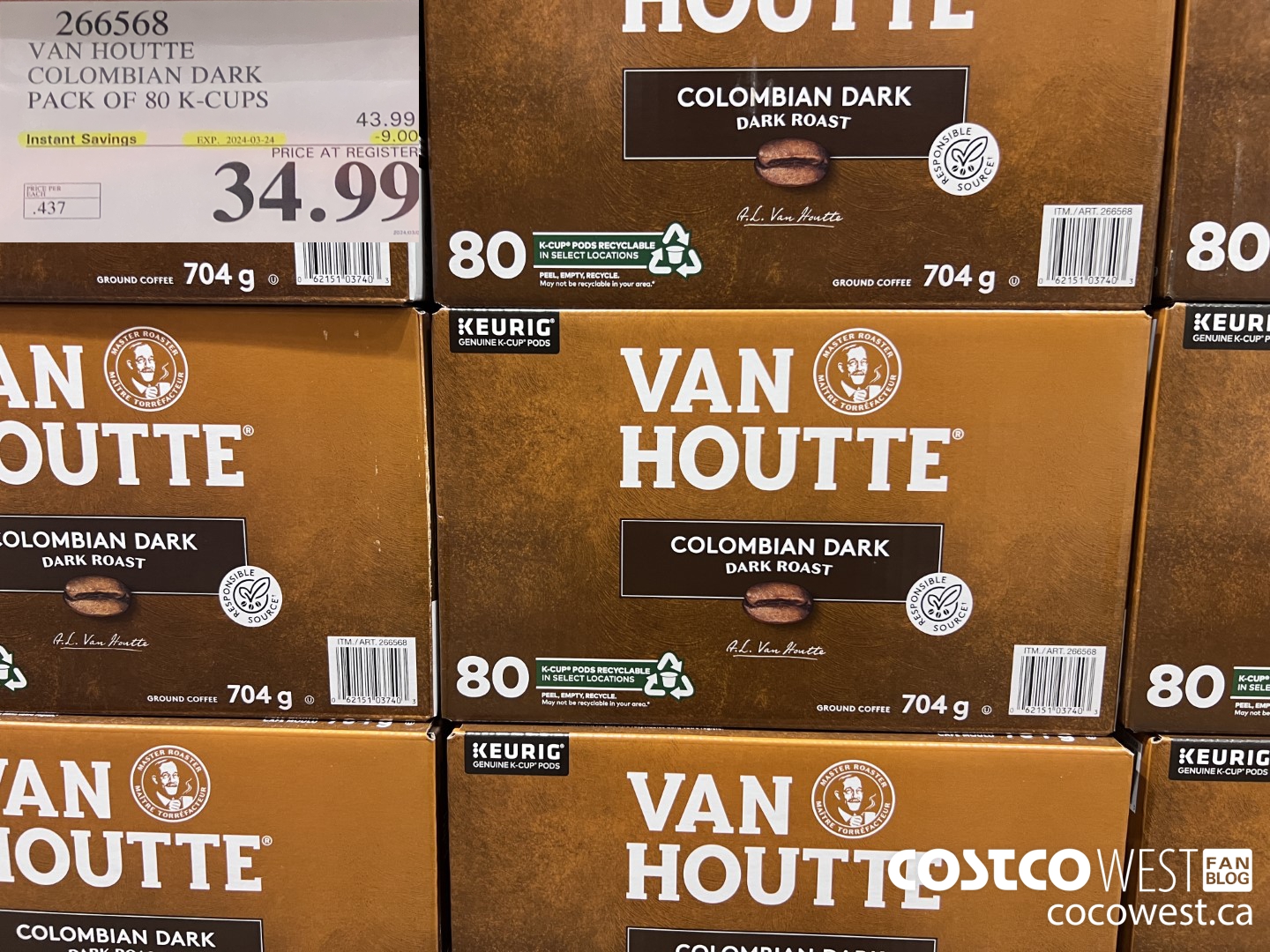 266568 VAN HOUTTE COLOMBIAN DARK PACK OF 80 K-CUPS ($9.00 INSTANT SAVINGS EXPIRES ON 2024-03-24) $34.99