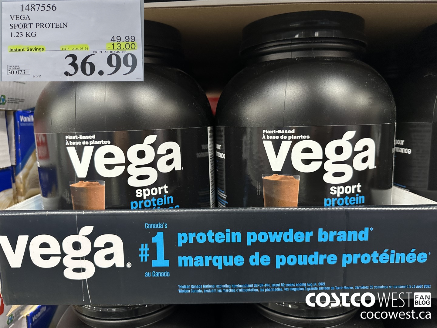 1487556 VEGA SPORT PROTEIN 1.23 KG ($13.00 INSTANT SAVINGS EXPIRES ON 2024-03-24) $36.99