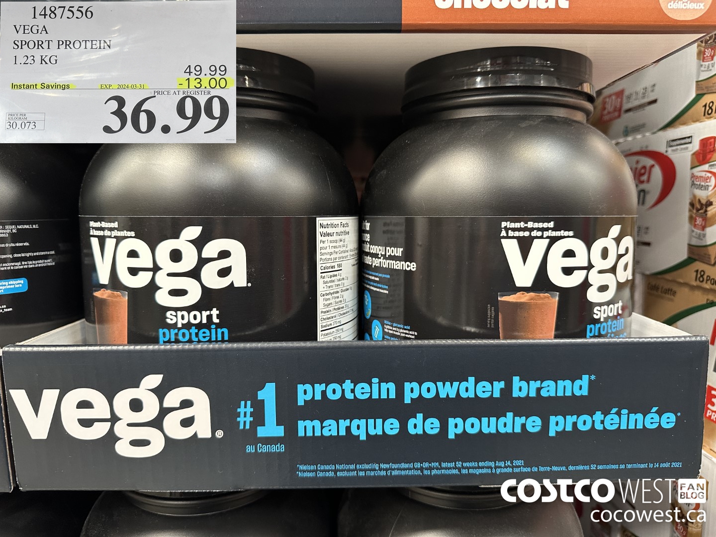 1487556 VEGA SPORT PROTEIN 1.23 KG ($13.00 INSTANT SAVINGS EXPIRES ON 2024-03-31) $36.99
