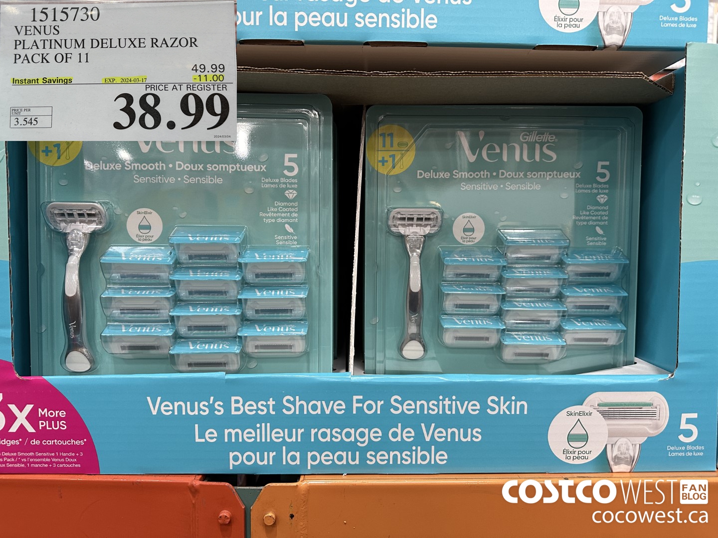 1515730 VENUS PLATINUM DELUXE RAZOR PACK OF 11 ($11.00 INSTANT SAVINGS EXPIRES ON 2024-03-17) $38.99