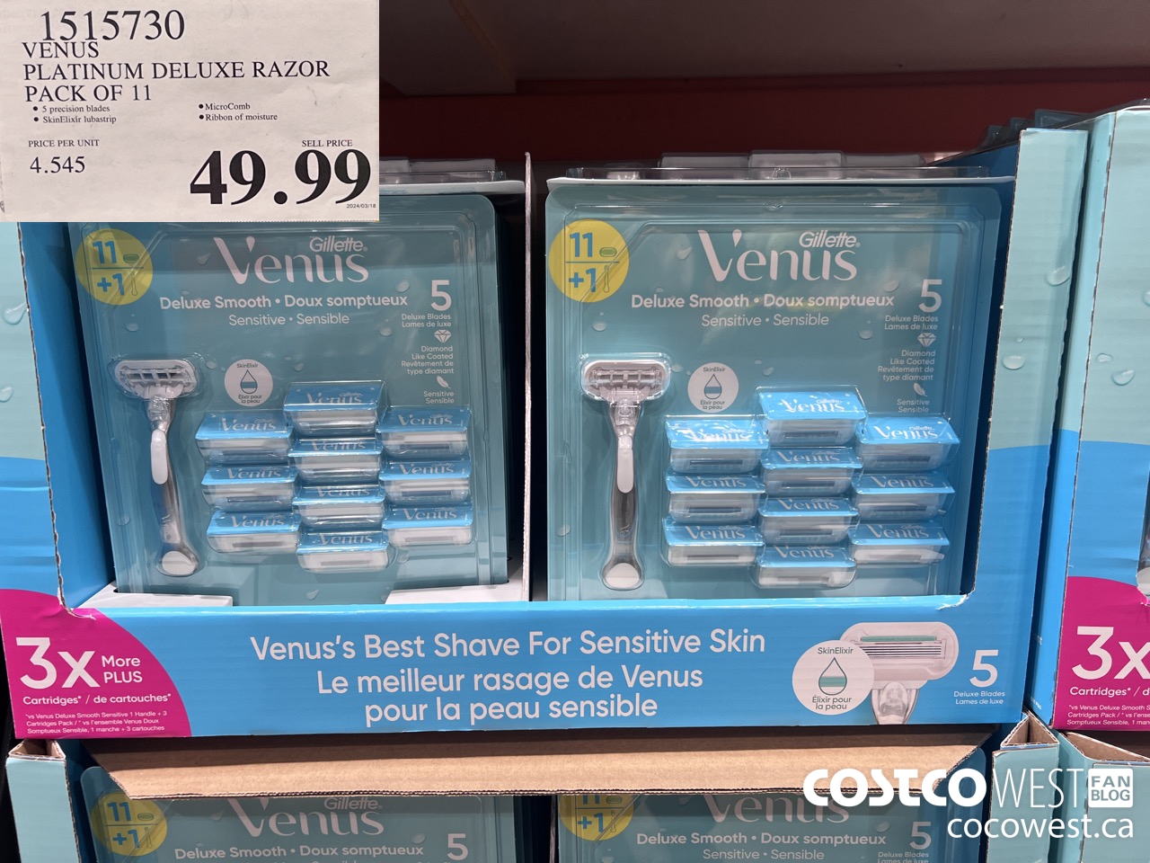 1515730 VENUS PLATINUM DELUXE RAZOR PACK OF 11 $49.99