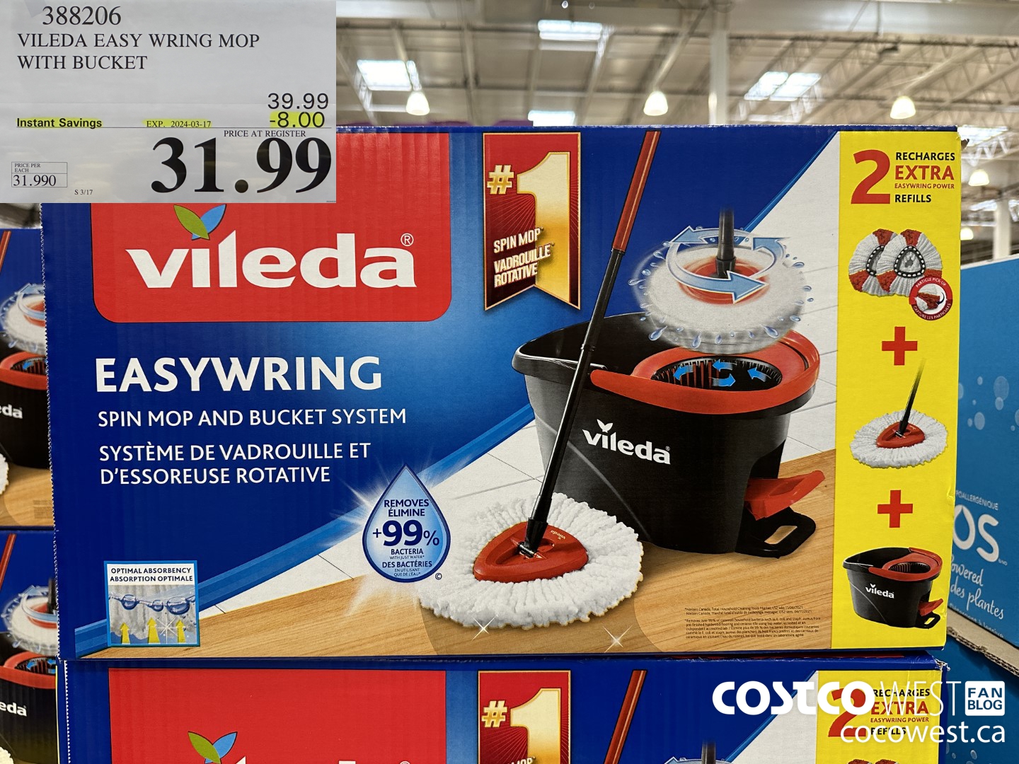 388206 VILEDA EASY WRING MOP WITH BUCKET ($8.00 INSTANT SAVINGS EXPIRES ON 2024-03-17) $31.99