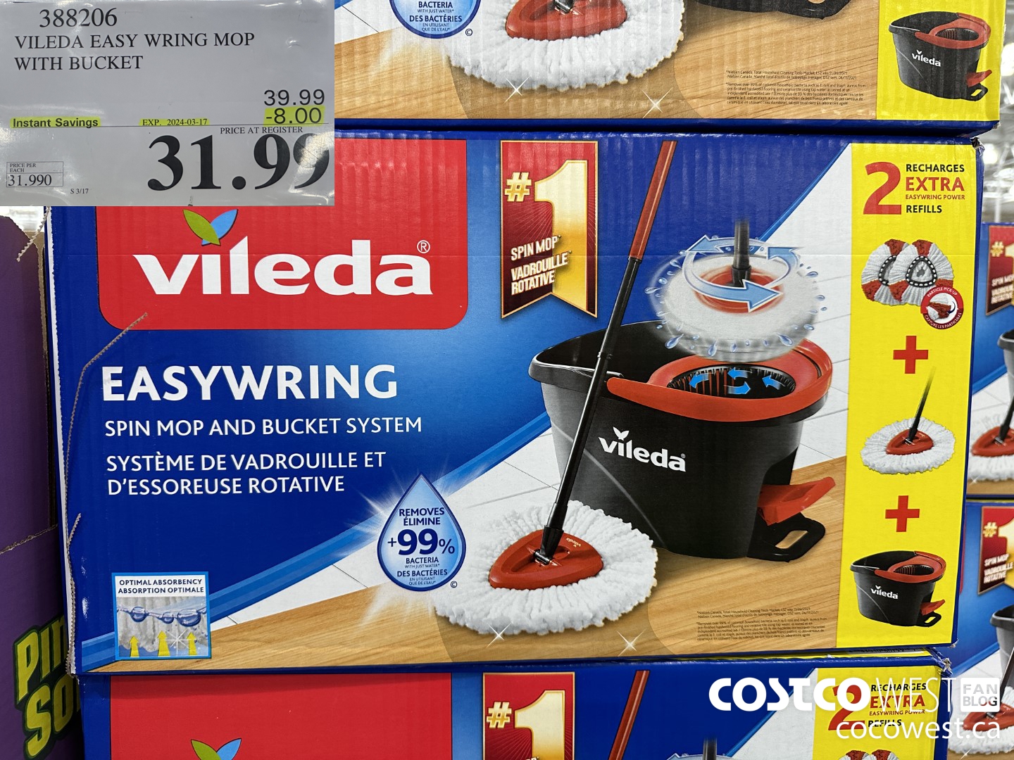 388206 VILEDA EASY WRING MOP WITH BUCKET ($8.00 INSTANT SAVINGS EXPIRES ON 2024-03-17) $31.99