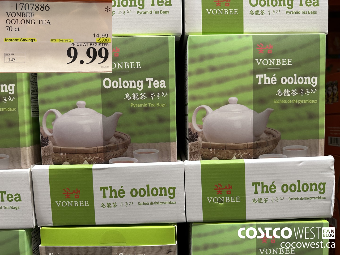 1707886 VONBEE OOLONG TEA 70 CT ($5.00 INSTANT SAVINGS EXPIRES ON 2024-04-03) $9.99