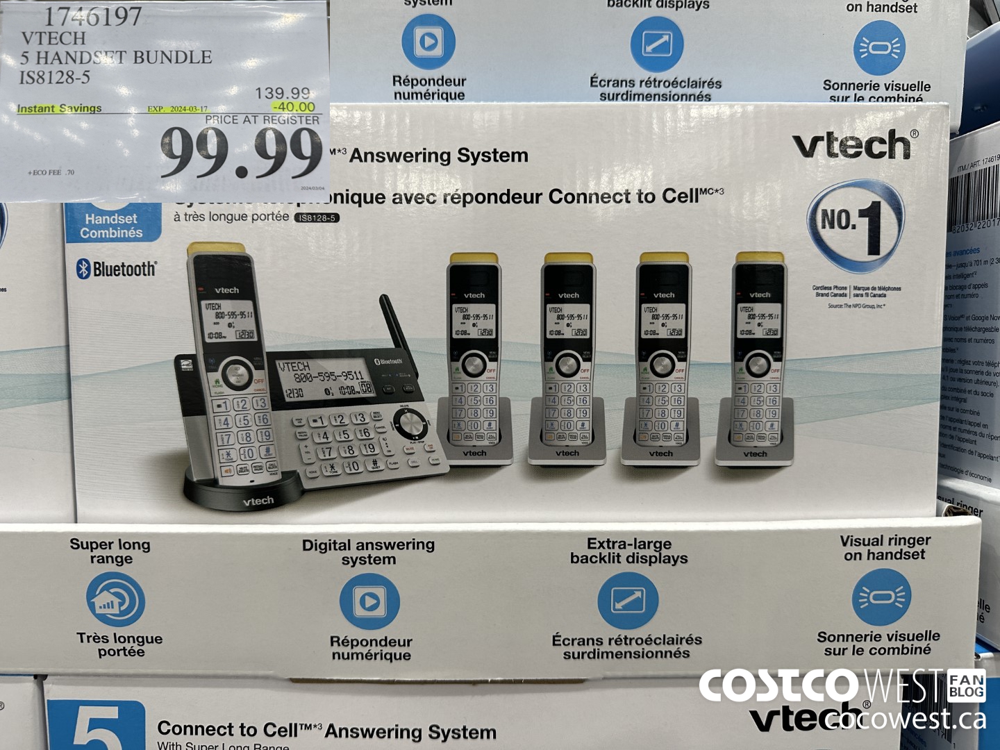 1746197 VTECH 5 HANDSET BUNDLE IS8128-5 ($40.00 INSTANT SAVINGS EXPIRES ON 2024-03-17) $99.99