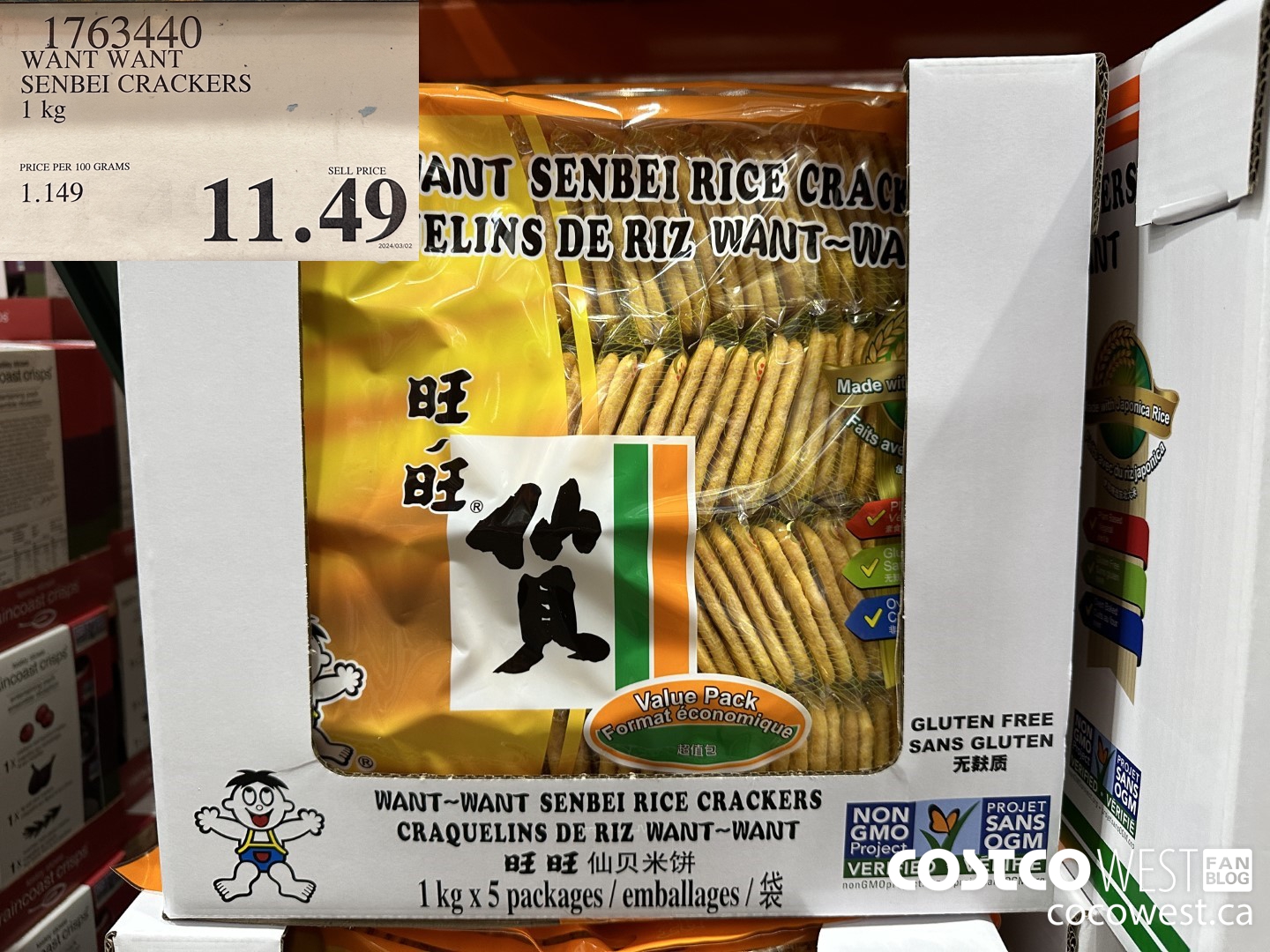 1763440 WANT WANT SENBEI CRACKERS 1KG $11.49