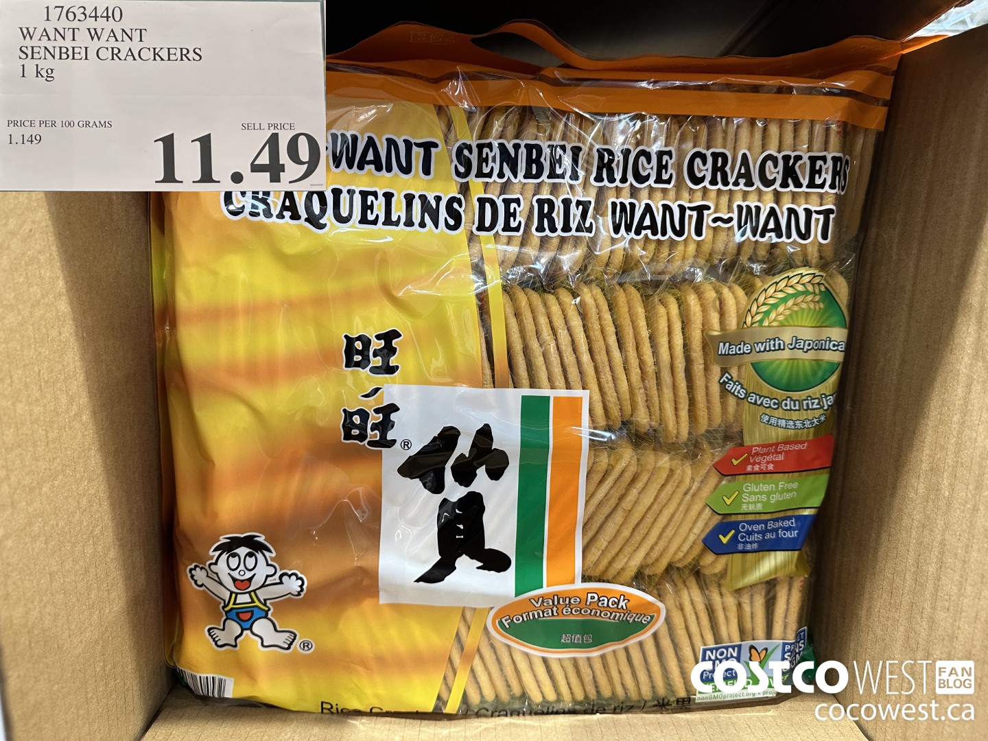 1763440 WANT WANT SENBEI CRACKERS 1KG $11.49