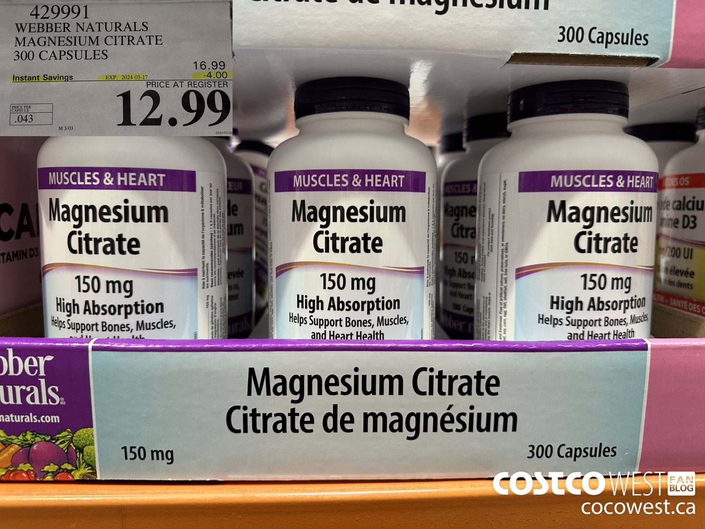 429991 WEBBER NATURALS MAGNESIUM CITRATE 300 CAPSULES ($4.00 INSTANT SAVINGS EXPIRES ON 2024-03-17) $12.99