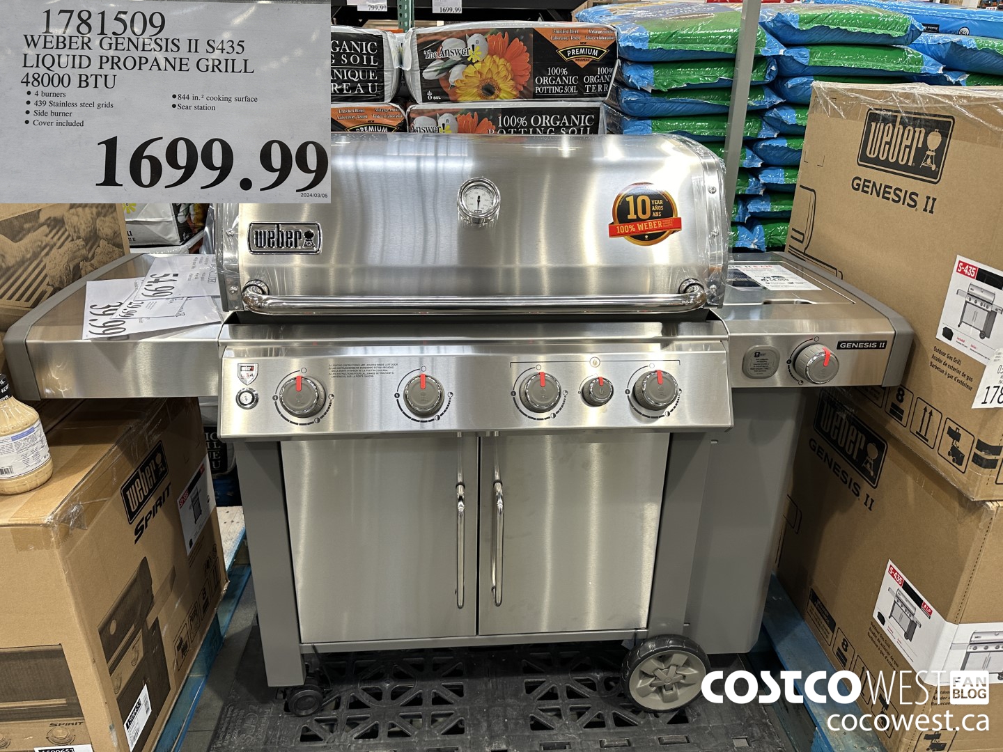 1781509 WEBER GENESIS II S435 LIQUID PROPANE GRILL 48000 BTU $1699.99