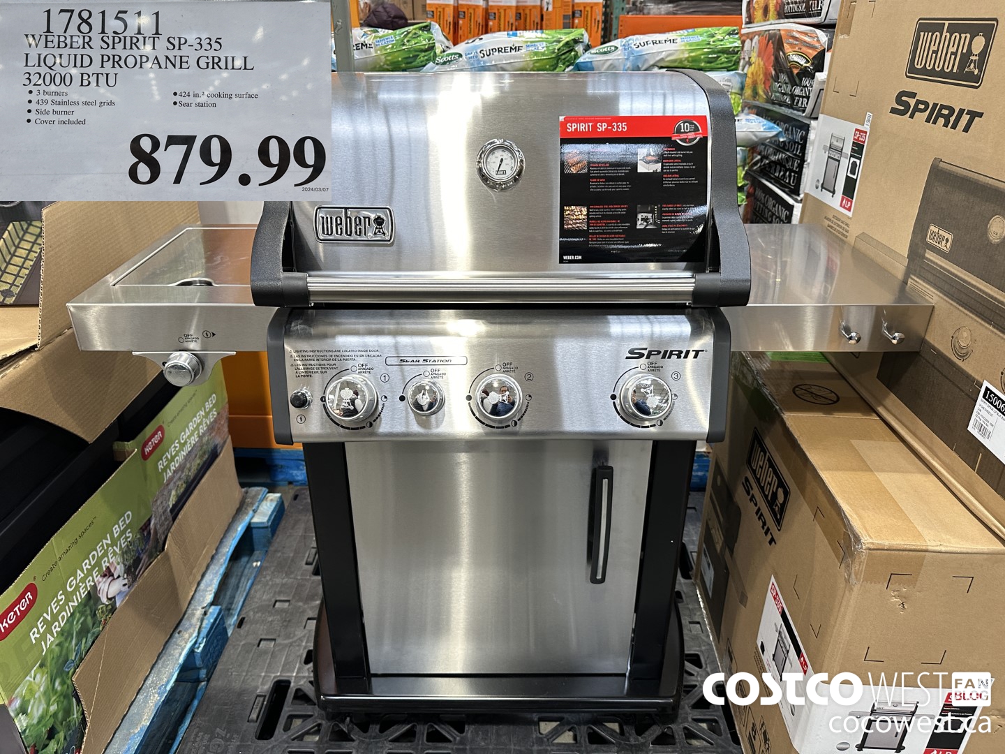 1781511 WEBER SPIRIT SP-335 LIQUID PROPANE GRILL 32000 BTU $879.99