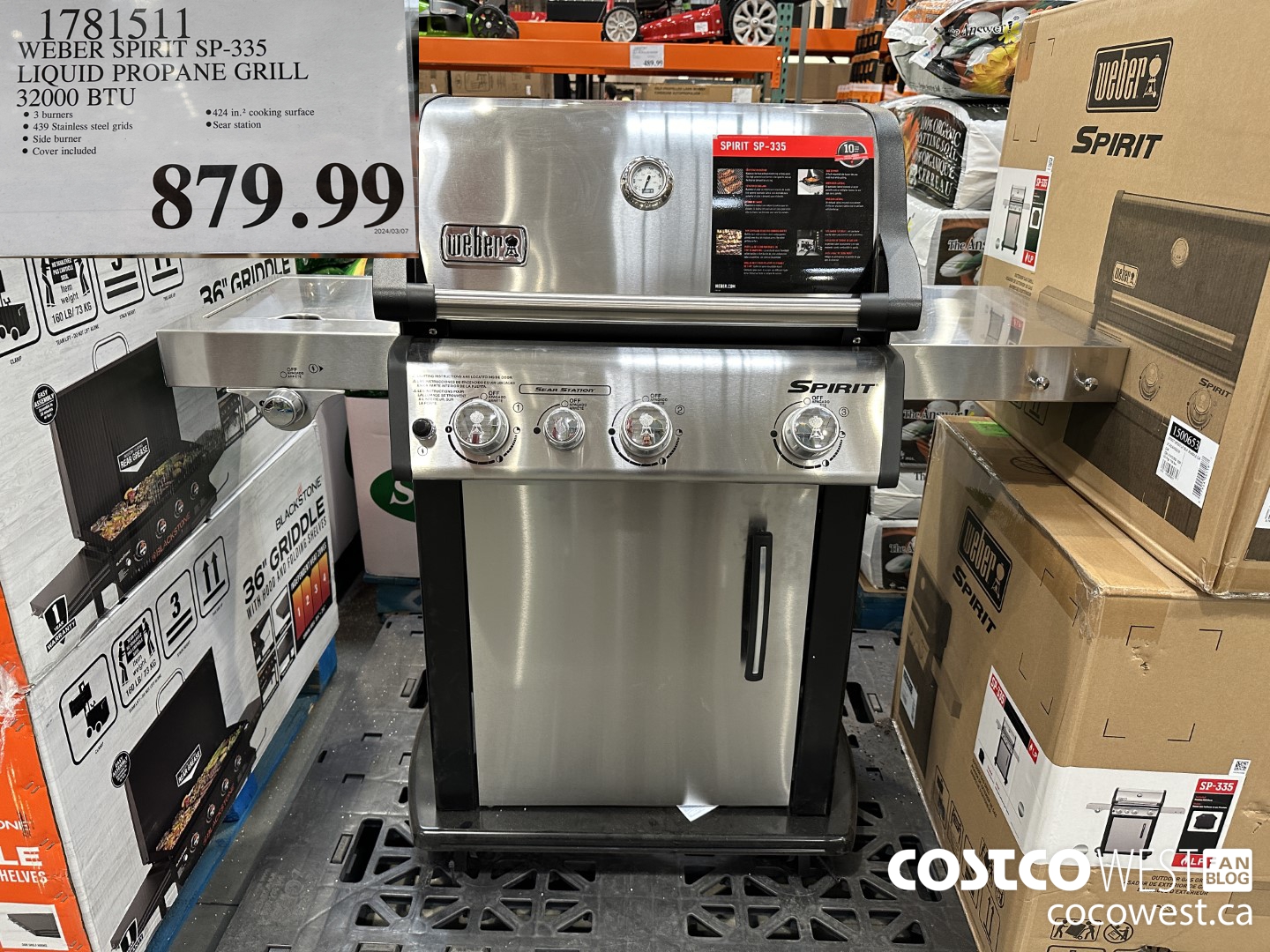 1781511 WEBER SPIRIT SP-335 LIQUID PROPANE GRILL 32000 BTU $879.99