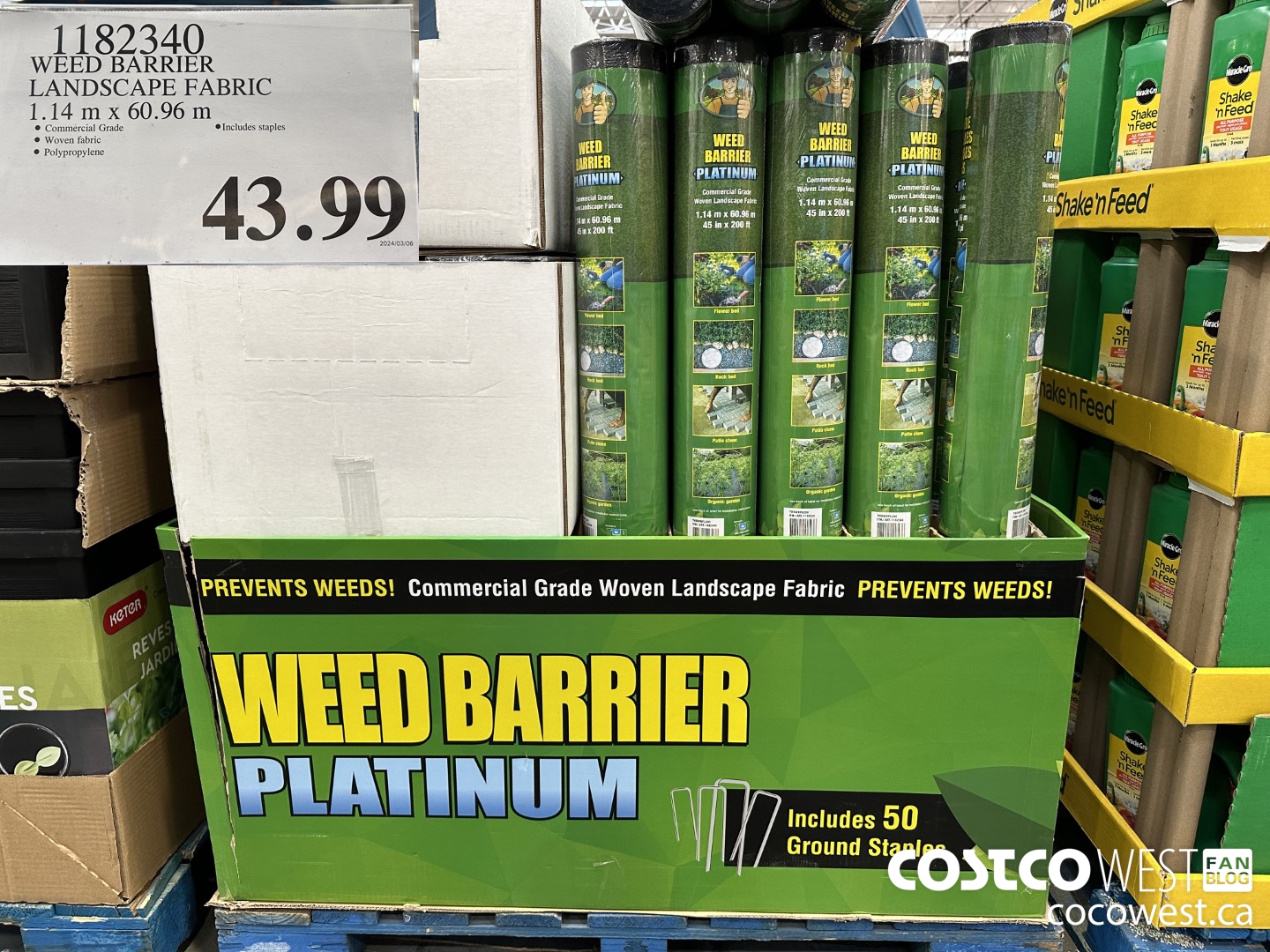 1182340 WEED BARRIER LANDSCAPE FABRIC 1.14M X 60.96M $43.99