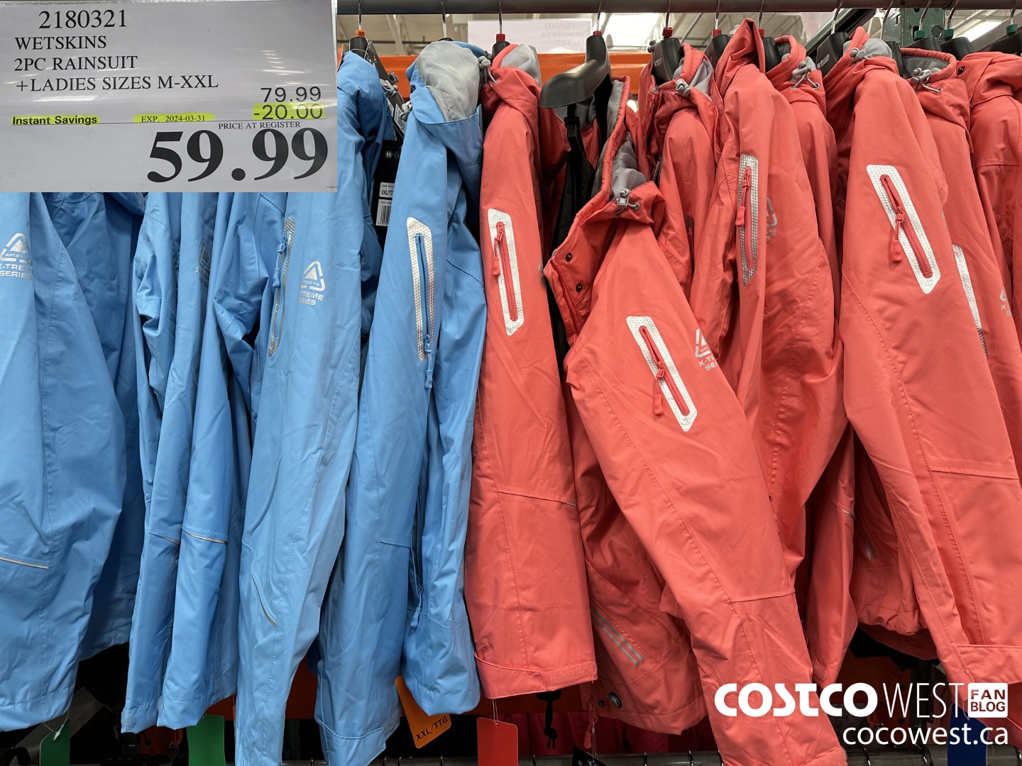 2180321 WETSKINS 2PC RAINSUIT LADIES SIZES M-XXL ($20.00 INSTANT SAVINGS EXPIRES ON 2024-03-31) $59.99